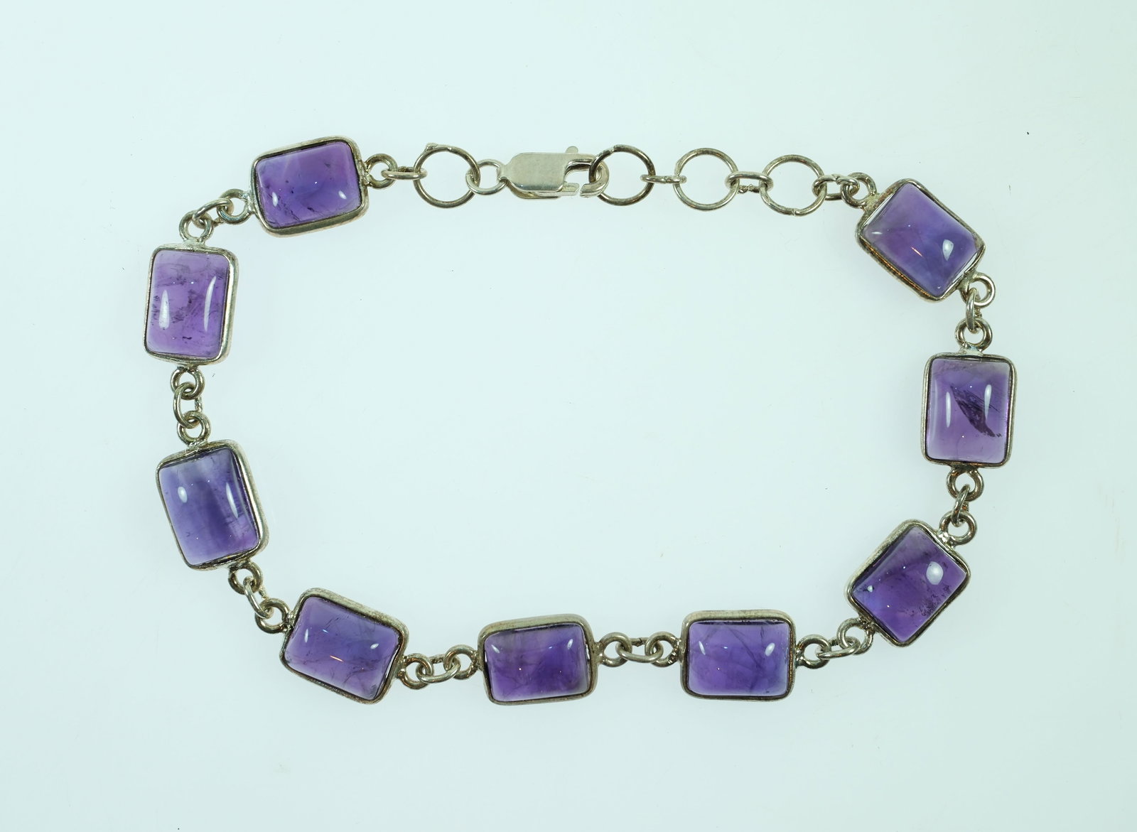 Carnelian & Amethyst Link Bracelets in Sterling (925) Silver (2 items) - 4