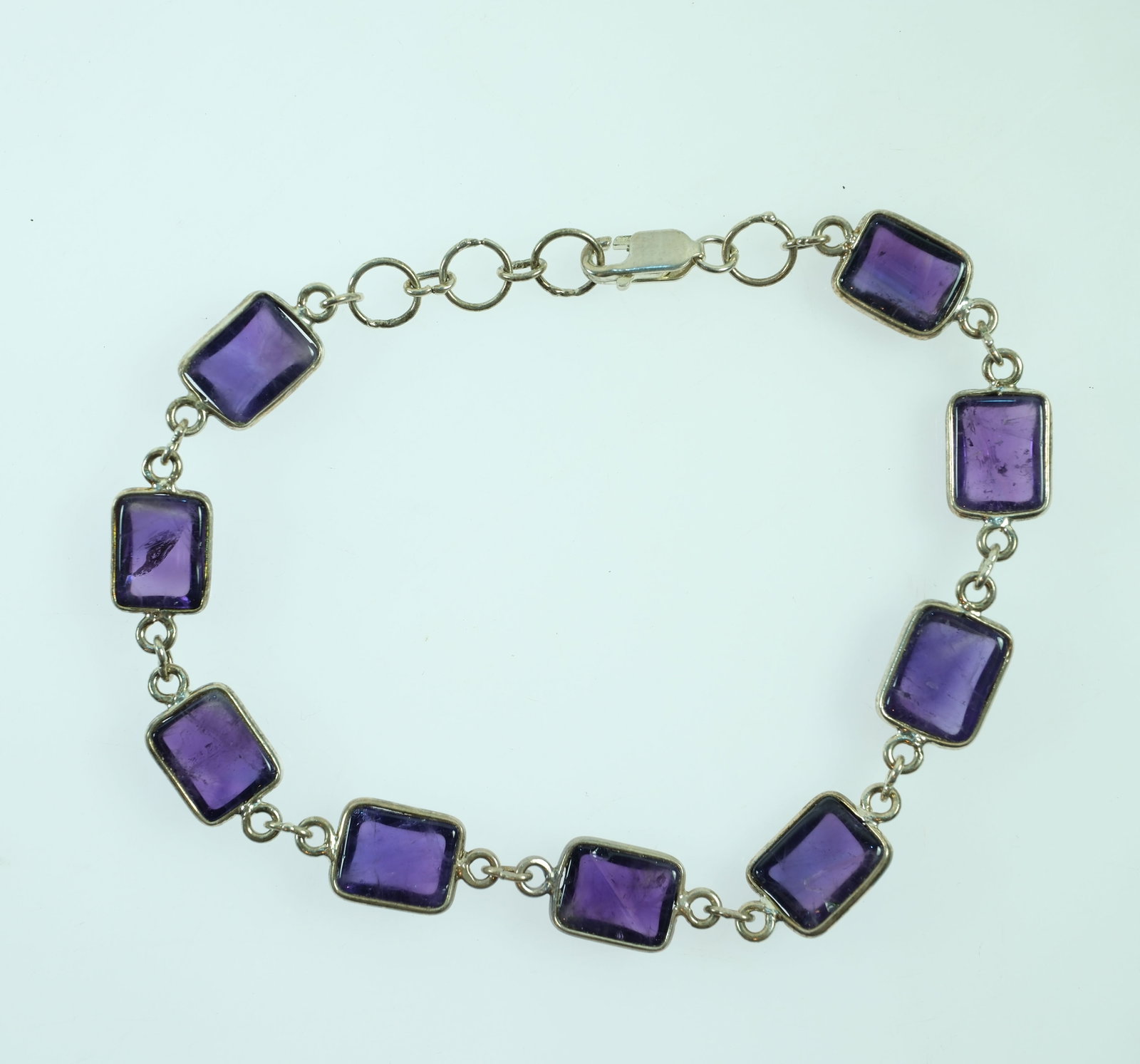 Carnelian & Amethyst Link Bracelets in Sterling (925) Silver (2 items) - 5