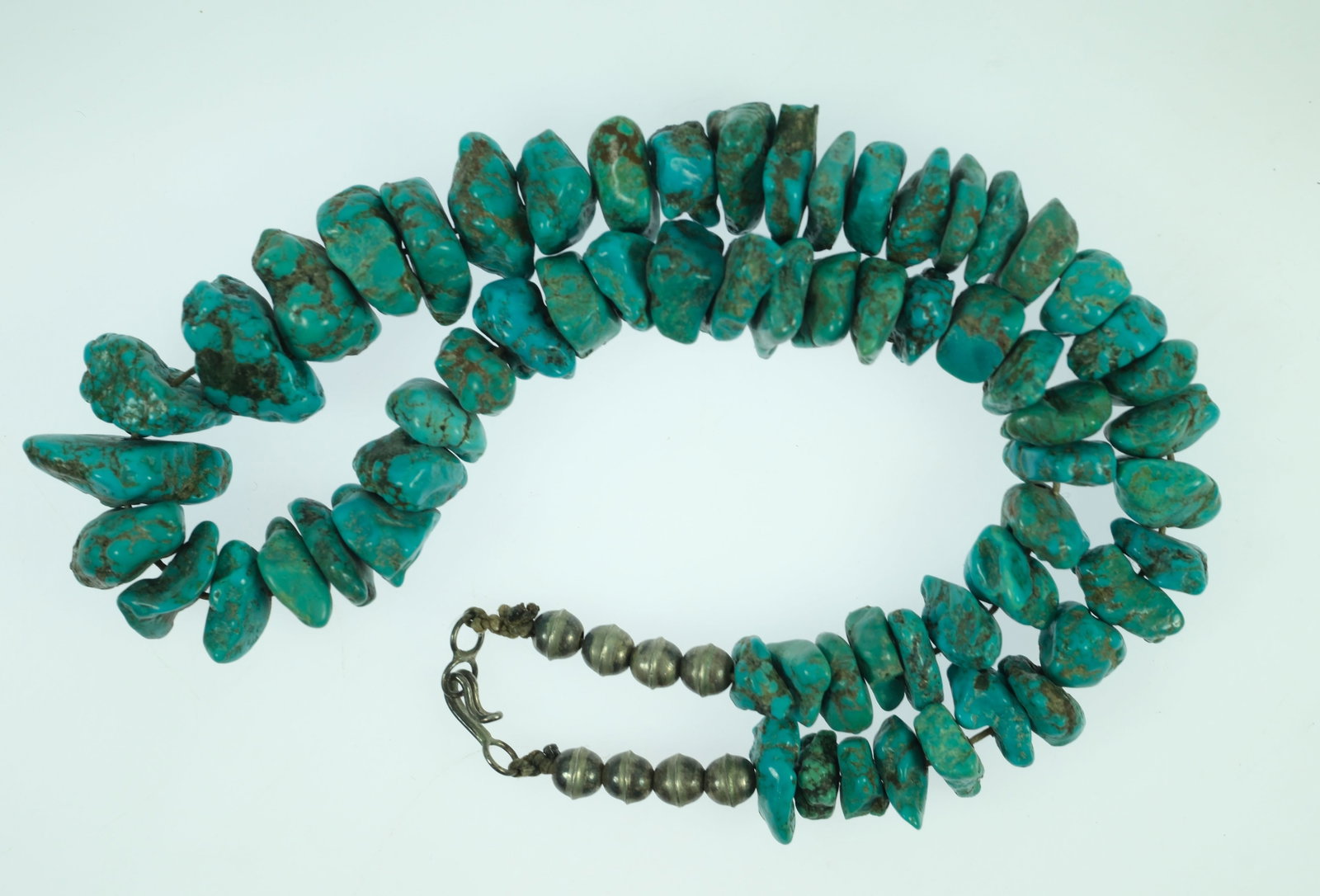 Rough-hewn Turquoise Necklace with Silver Clasp - 2