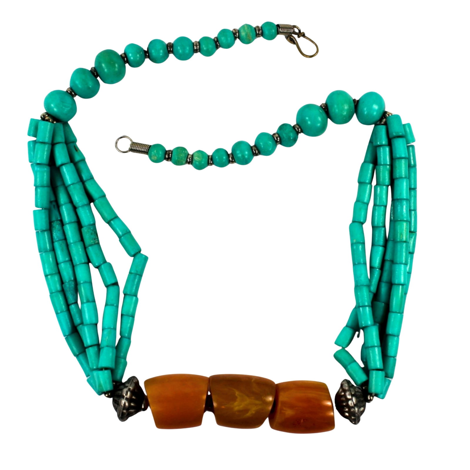 Faux Turquoise & Amber Costume Necklace (1 of 2)