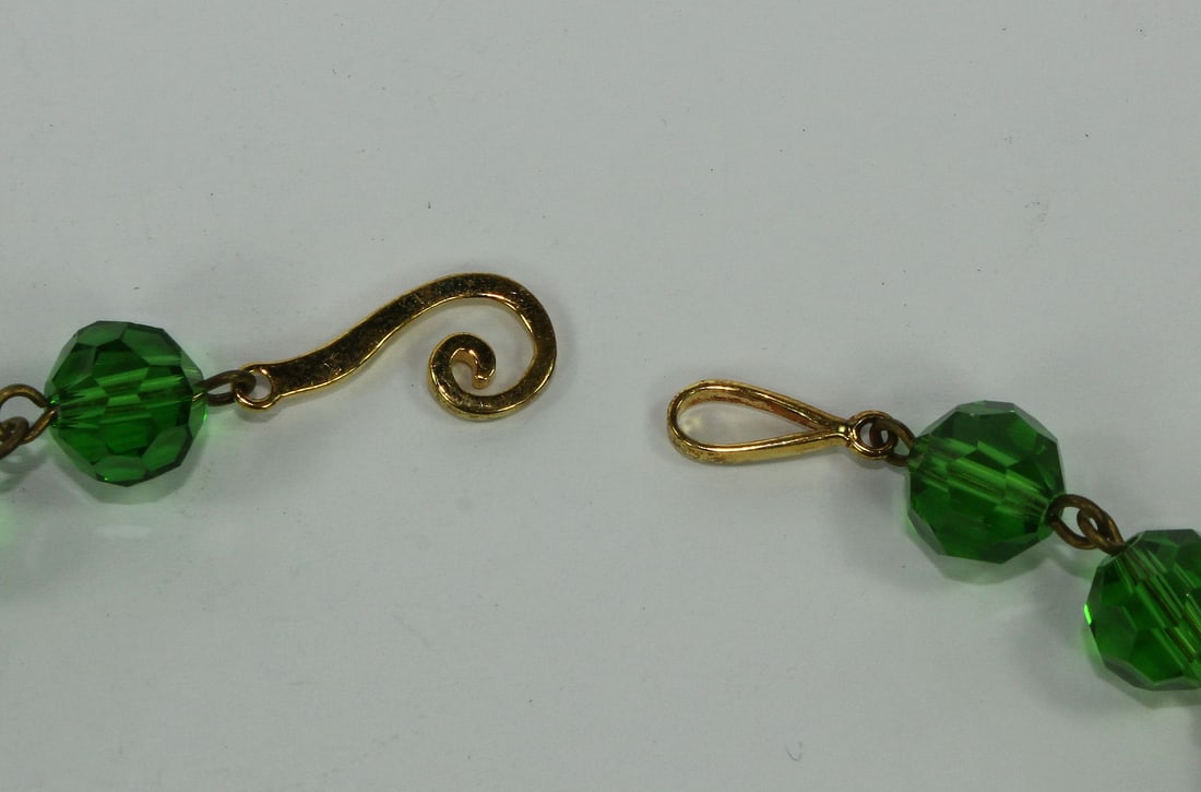 Green Crystal Necklace with uniform Faceted Beads - 2