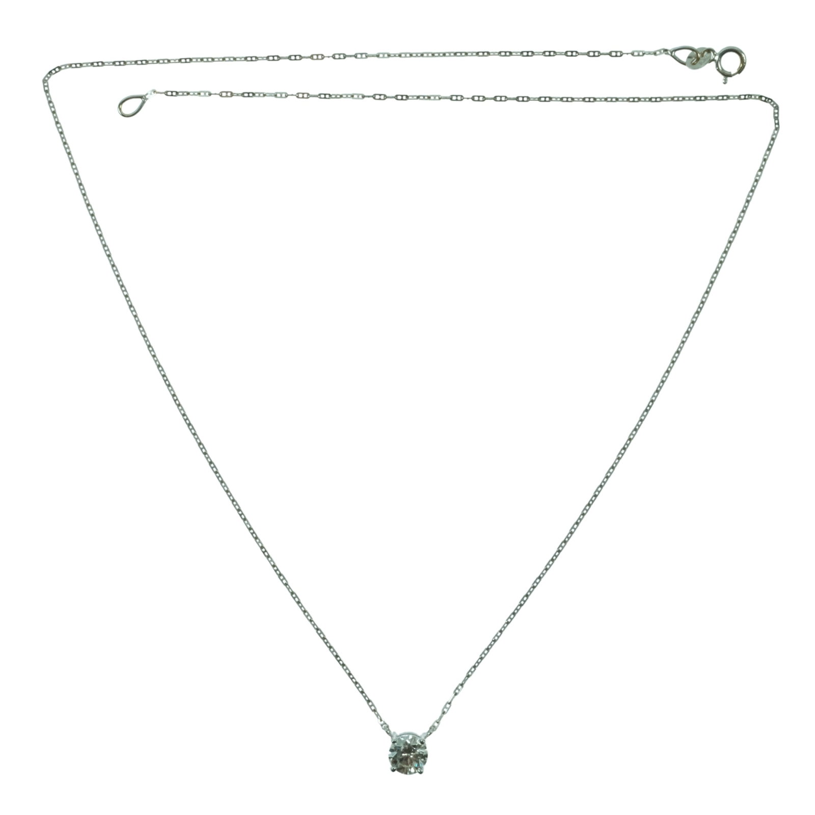 Solitaire Half-carat Diamond in 18ct White Gold Necklace: Stunning Size Weight 1.58 grams : Open Length 40.5cm Medium Pendant Exhibited Charms