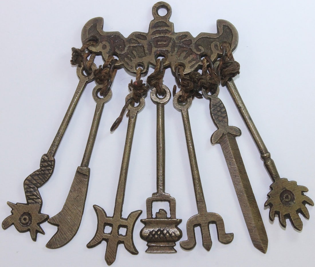 Vintage Japanese Bronze Chatelaine-style Pendant - 2