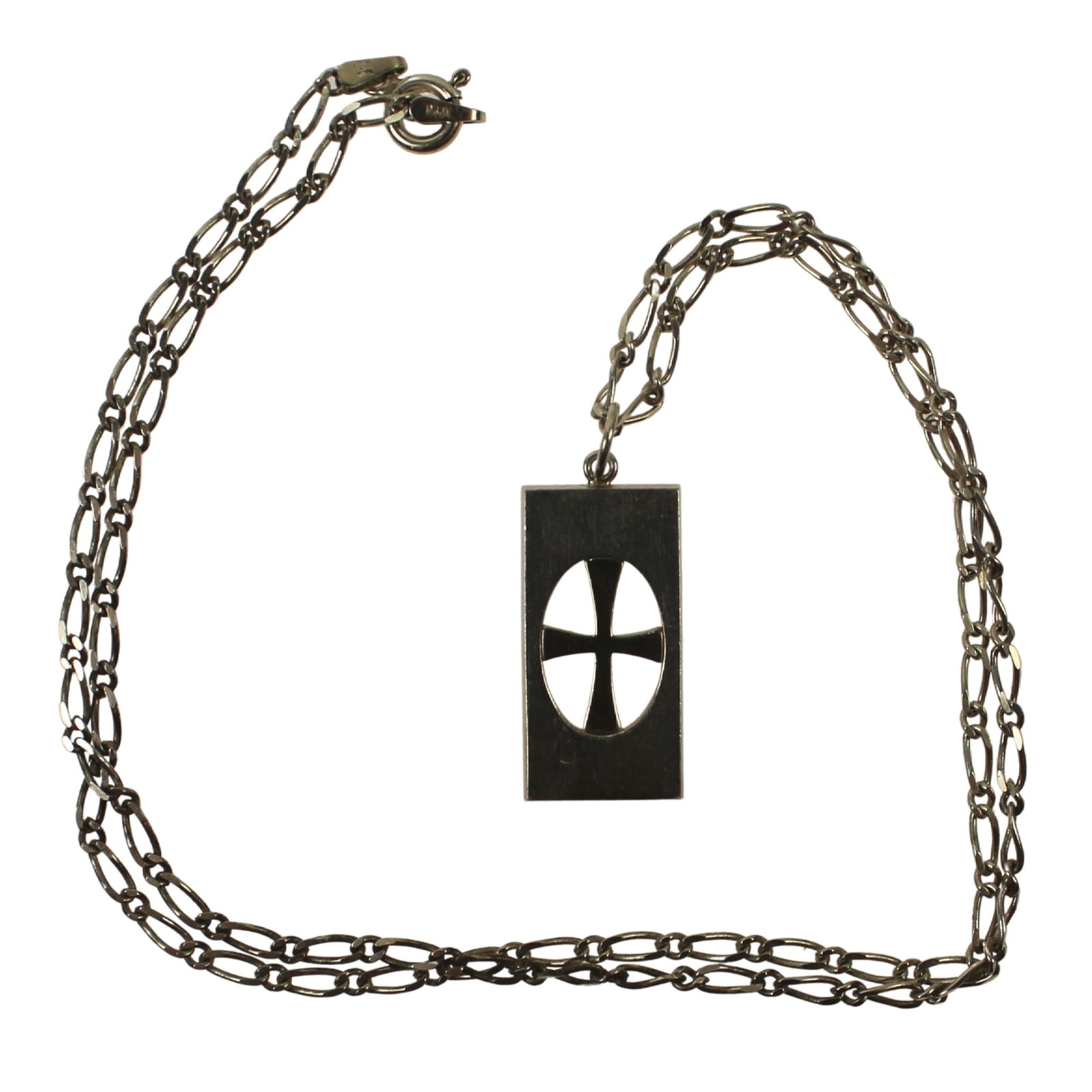 Stylised Cross Pendant in Sterling (925) Silver on matching Chain: . Size Open length 45cms : Weight 7.43gms Medium Necklaces & Pendants