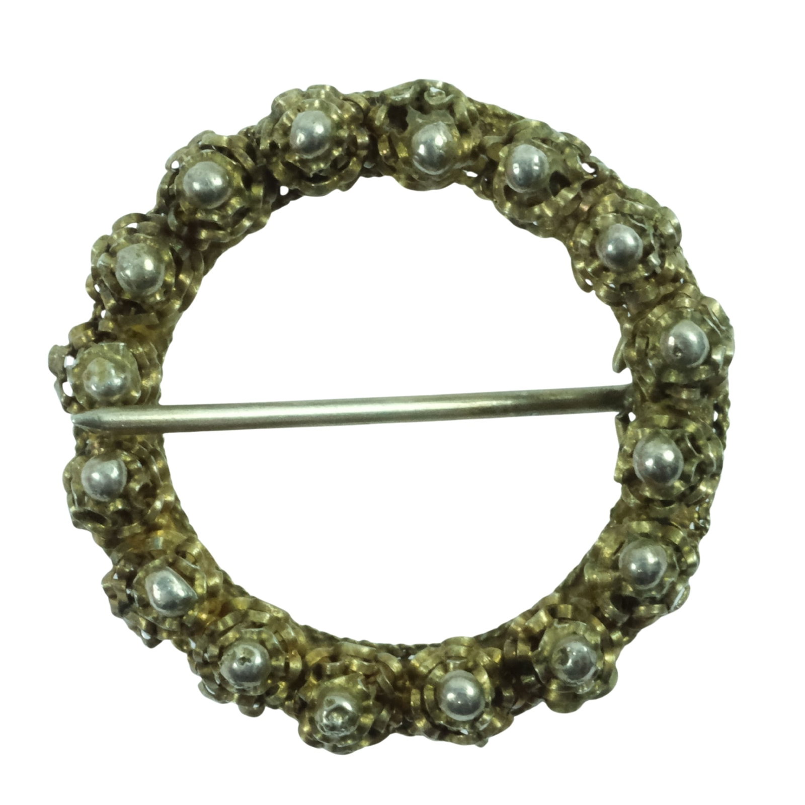 Flower Garland Pin in Gilt Silver (800) (1 of 3)