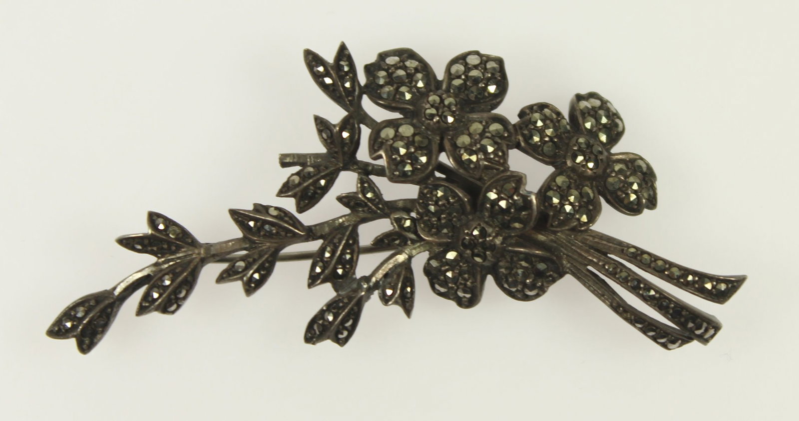 Vintage Marcasite Brooch in Sterling (925) Silver - 2