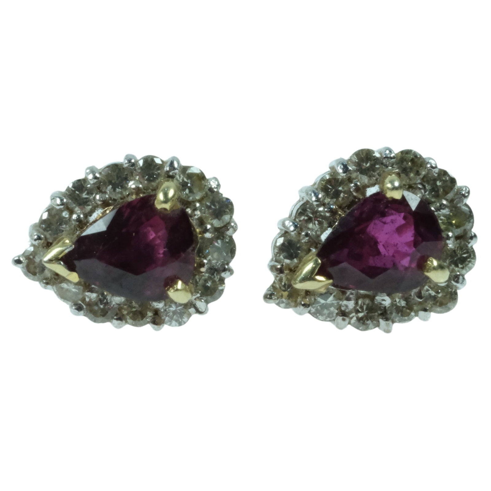 Ruby & Diamond Stud Earrings in 14ct White Gold (Pair): Missing backs Size Total weight 2.36gms Medium Earrings