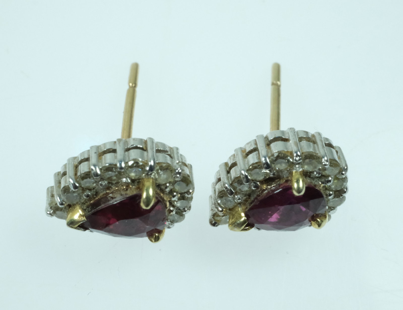 Ruby & Diamond Stud Earrings in 14ct White Gold (Pair) - 2