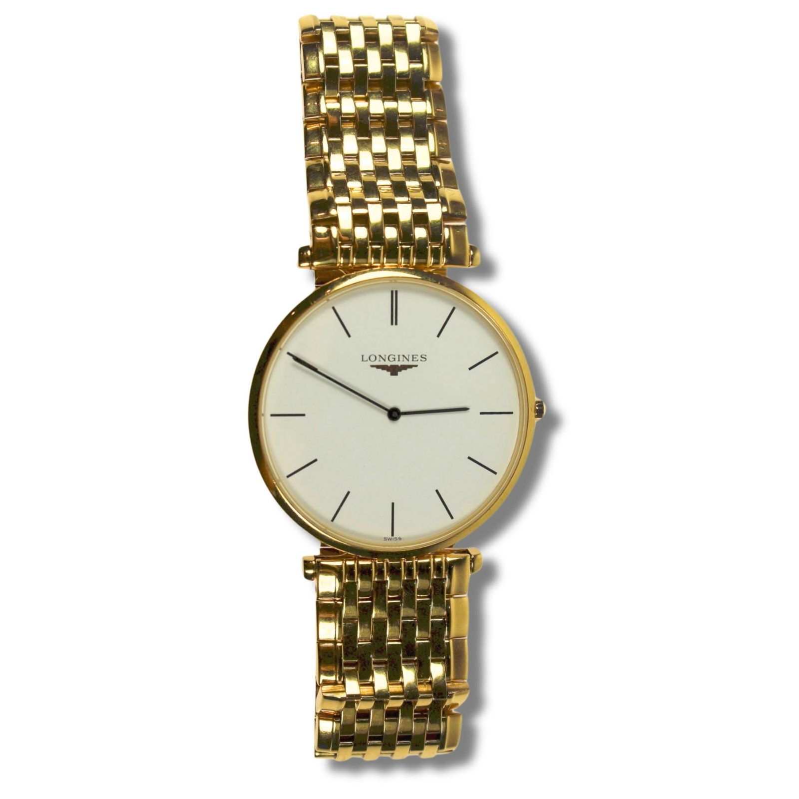 Vintage Men's La Grande Classique Longines Quartz Watch: Gold-plated Stainless Steel Size 36mm Dial Condition Working Order Medium Watches, Men's