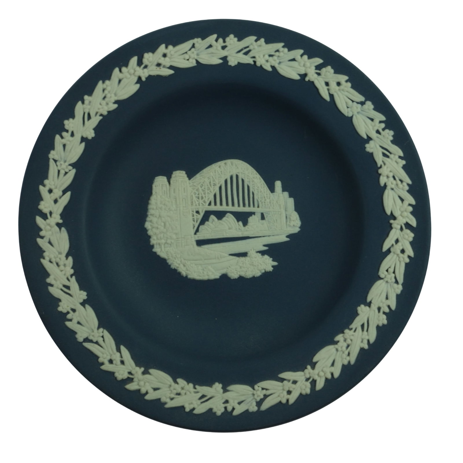 Wedgwood 'Sydney Harbour Bridge' Dark Blue Jasperware Plate: Iconic Size Diameter 11.5cm
