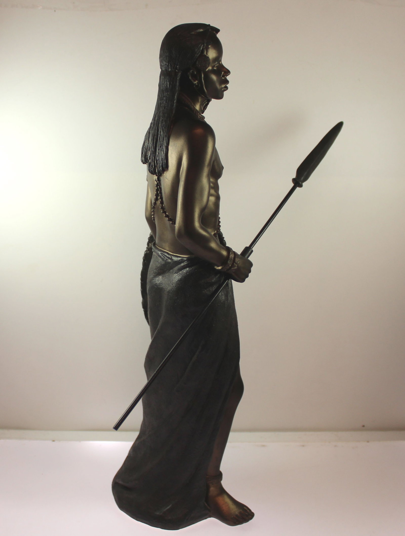 Bronzed Porcelain Statue of an African Native Male Warrior - 2