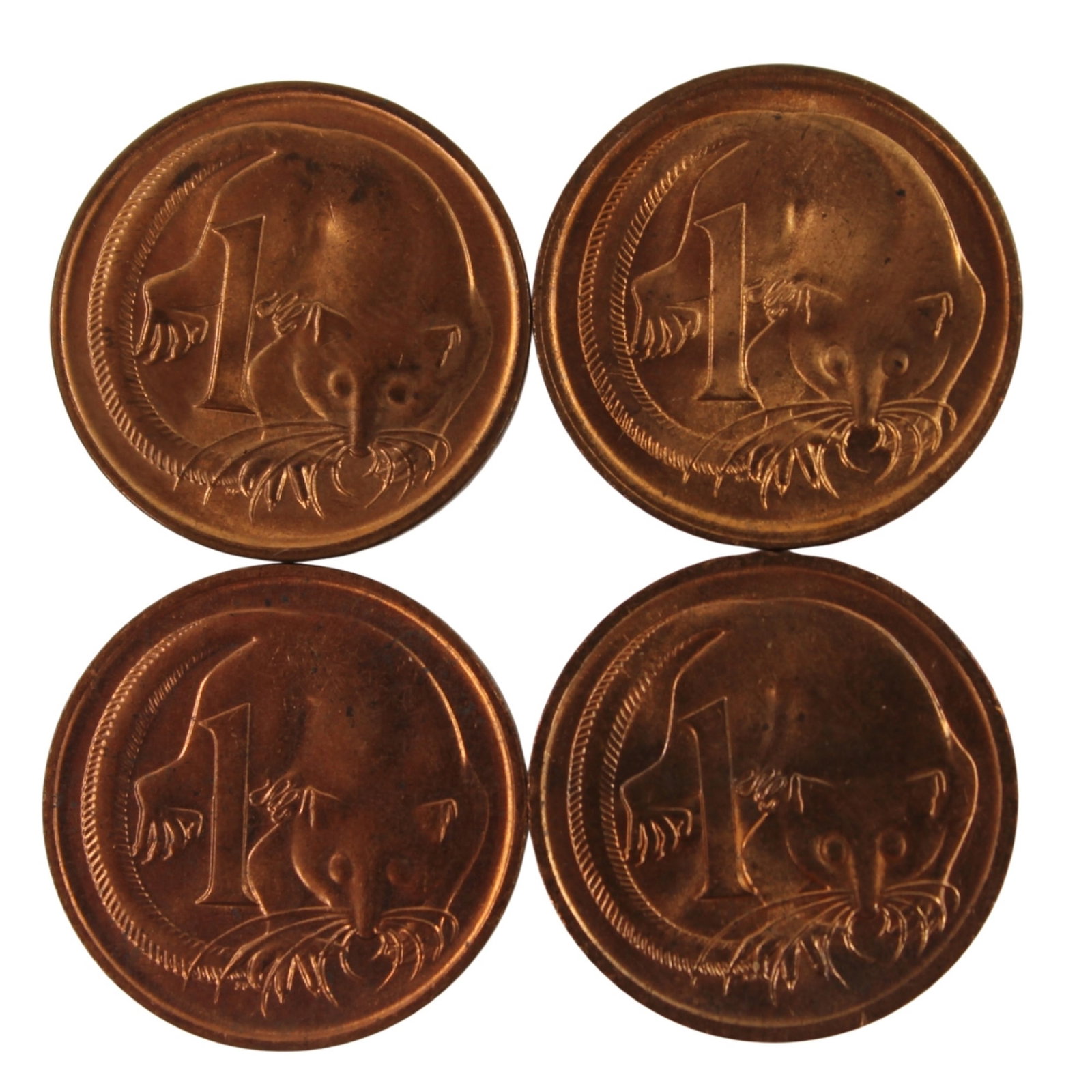 Australia 1966 (C),1968,1969 & 1973 Cents, Lustrous Uncirculated (4 coins): The second date is scarce Medium Coins, Monies & Stamps