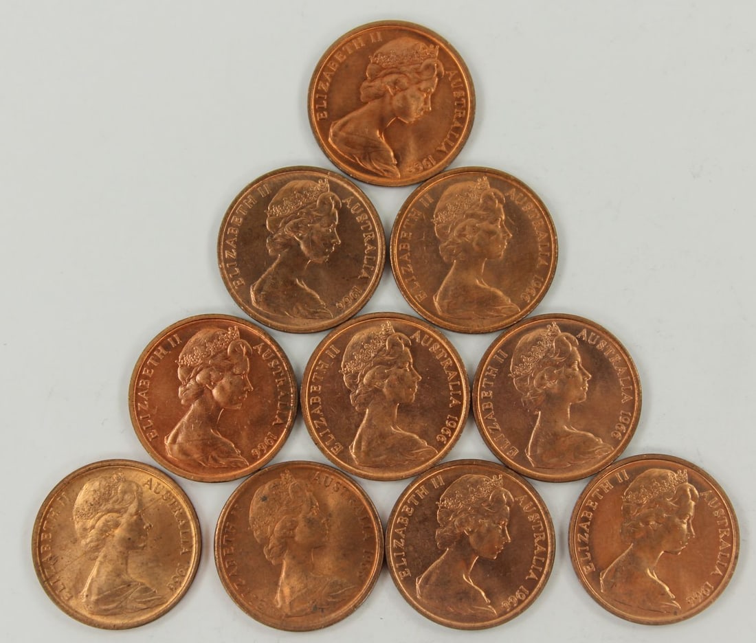 Australia 1966 (C) Cent, Choice Uncirculated (10 coins) - 2