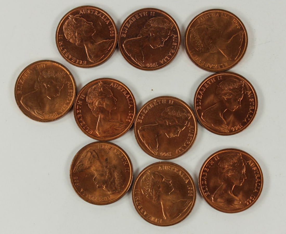 Australia 1966 (C) Cent, Choice Uncirculated (10 coins) - 2