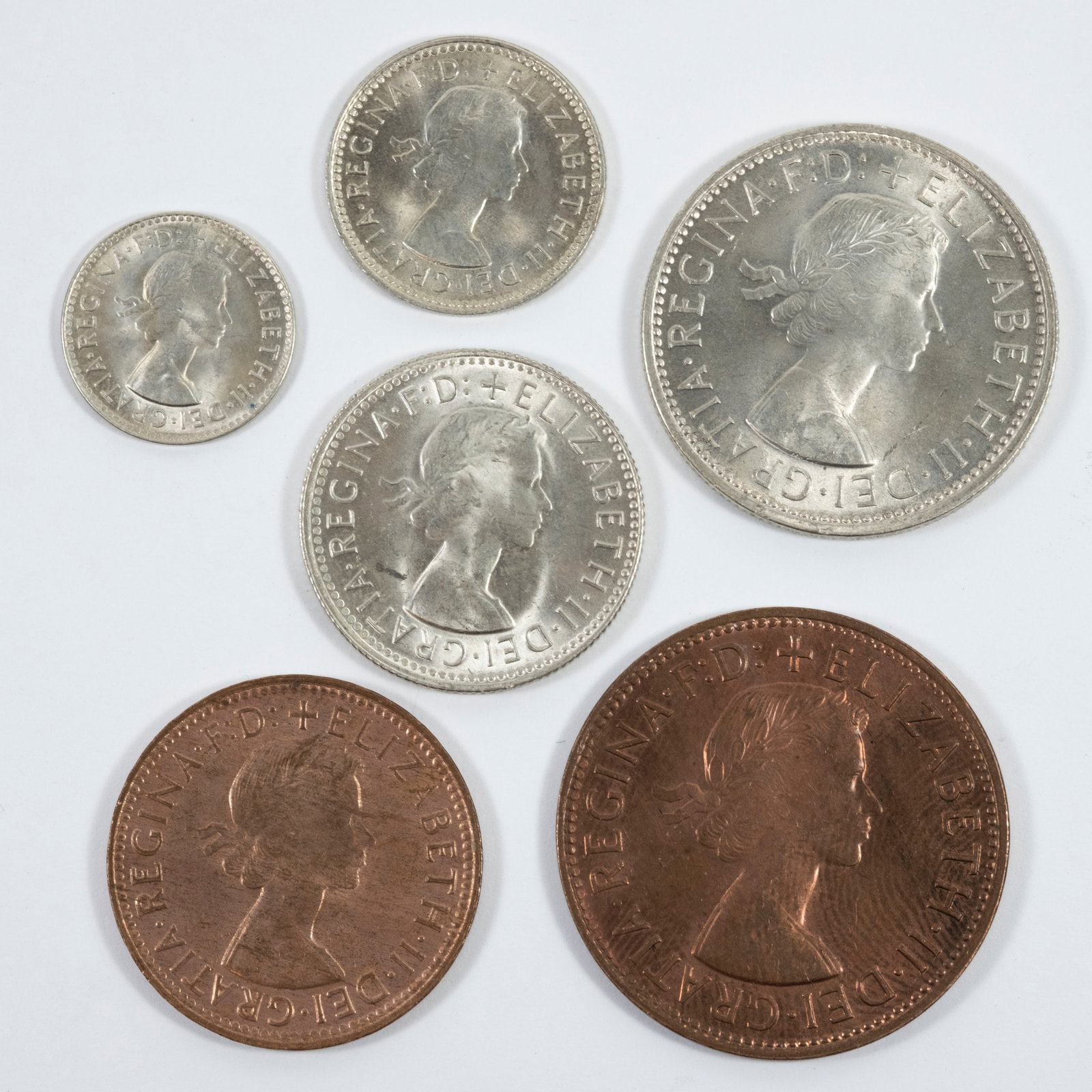Australia QEII Silver (500) & Copper Type Set, Choice Uncirculated (6 coins) - 2