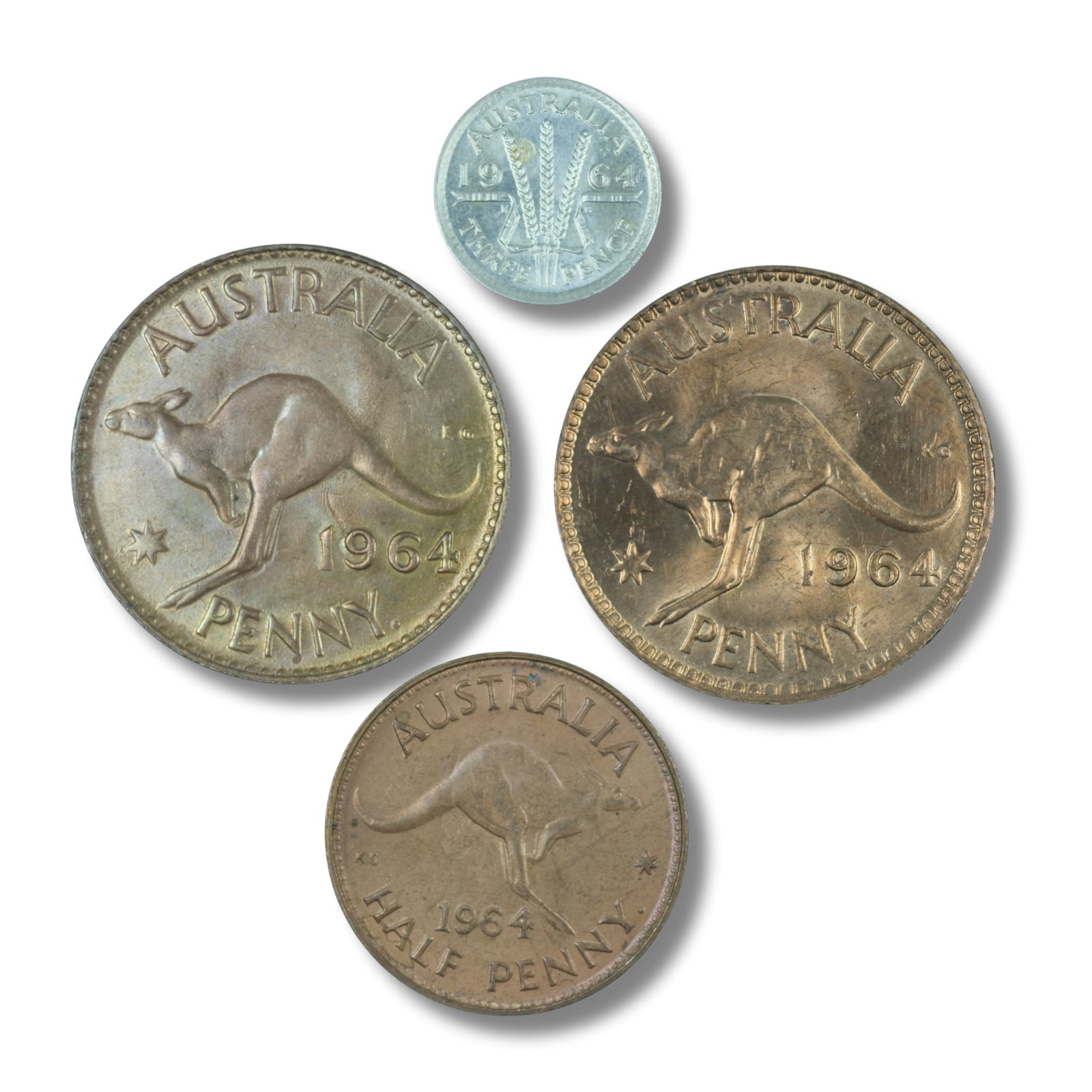 Australia 1964 Copper & Silver (500) Year Set, Choice Uncirculated (4 coins) (1 of 2)