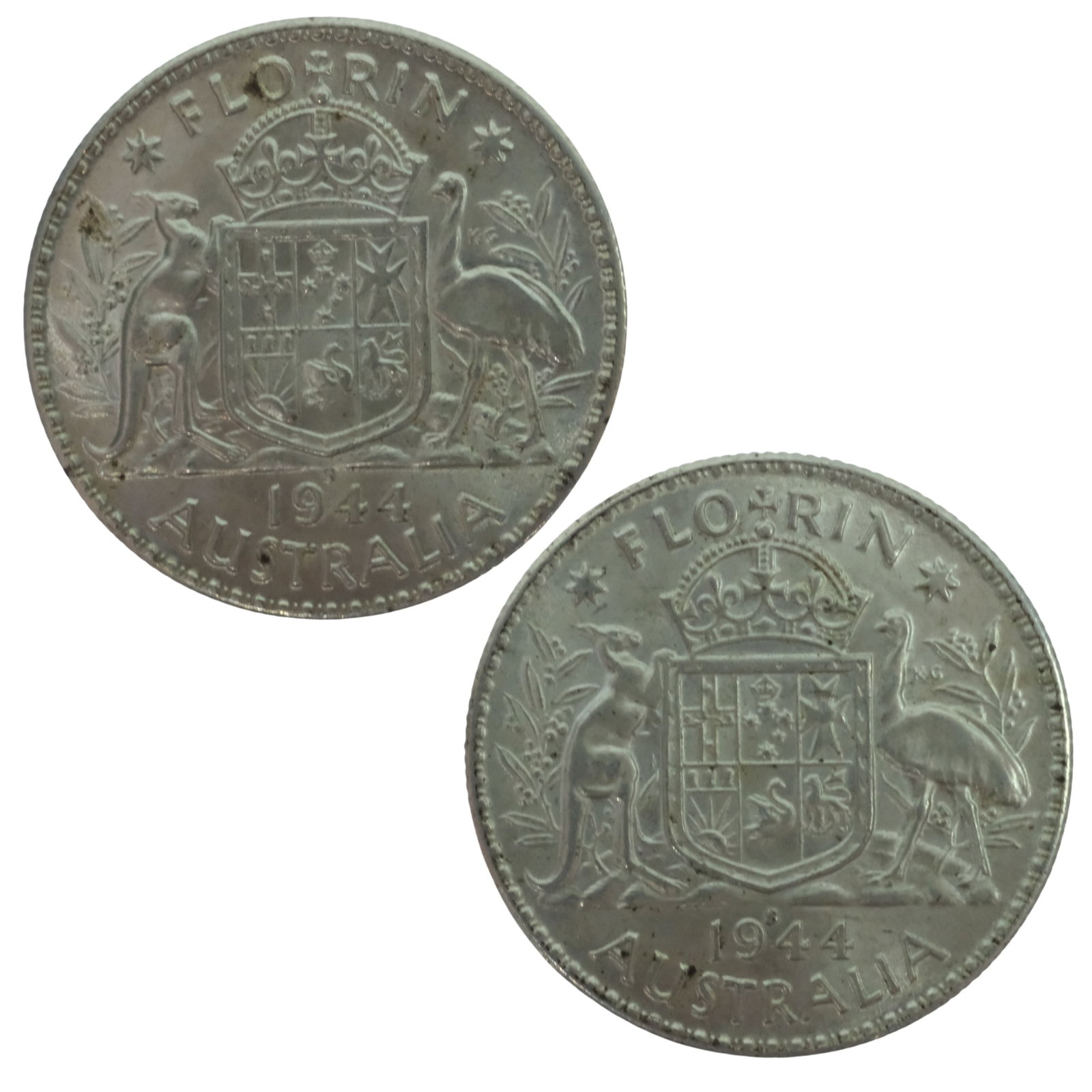 Australia 1944 S Florins, Brilliant Uncirculated (2 coins) (1 of 2)