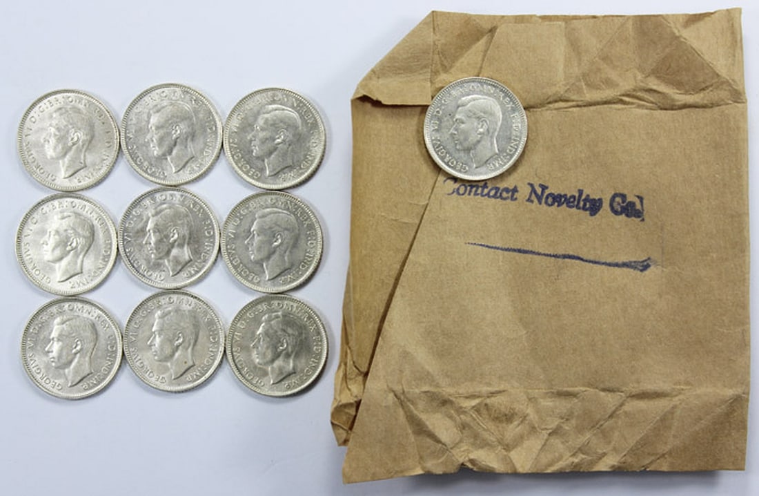 Australia 1943 S Sixpence, Uncirculated to Choice Uncirculated (10 coins) - 2