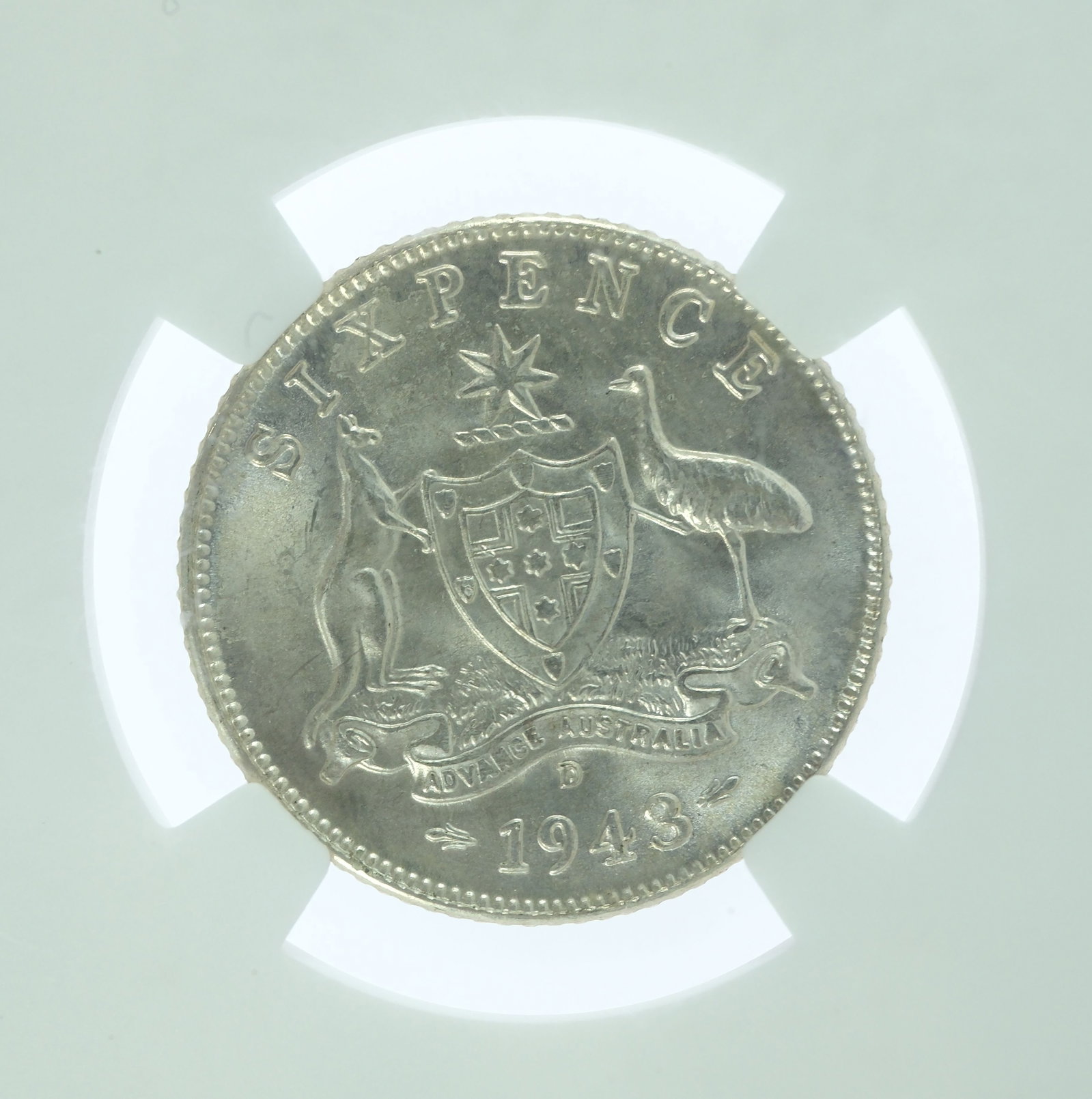 Australia 1943 D Sixpence, NGC MS65 - 2