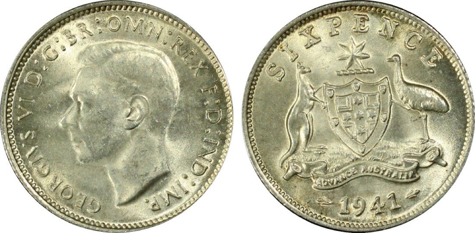 Australia 1941 Sixpence, PCGS MS63 (Pop 11 / Higher 27) - 2