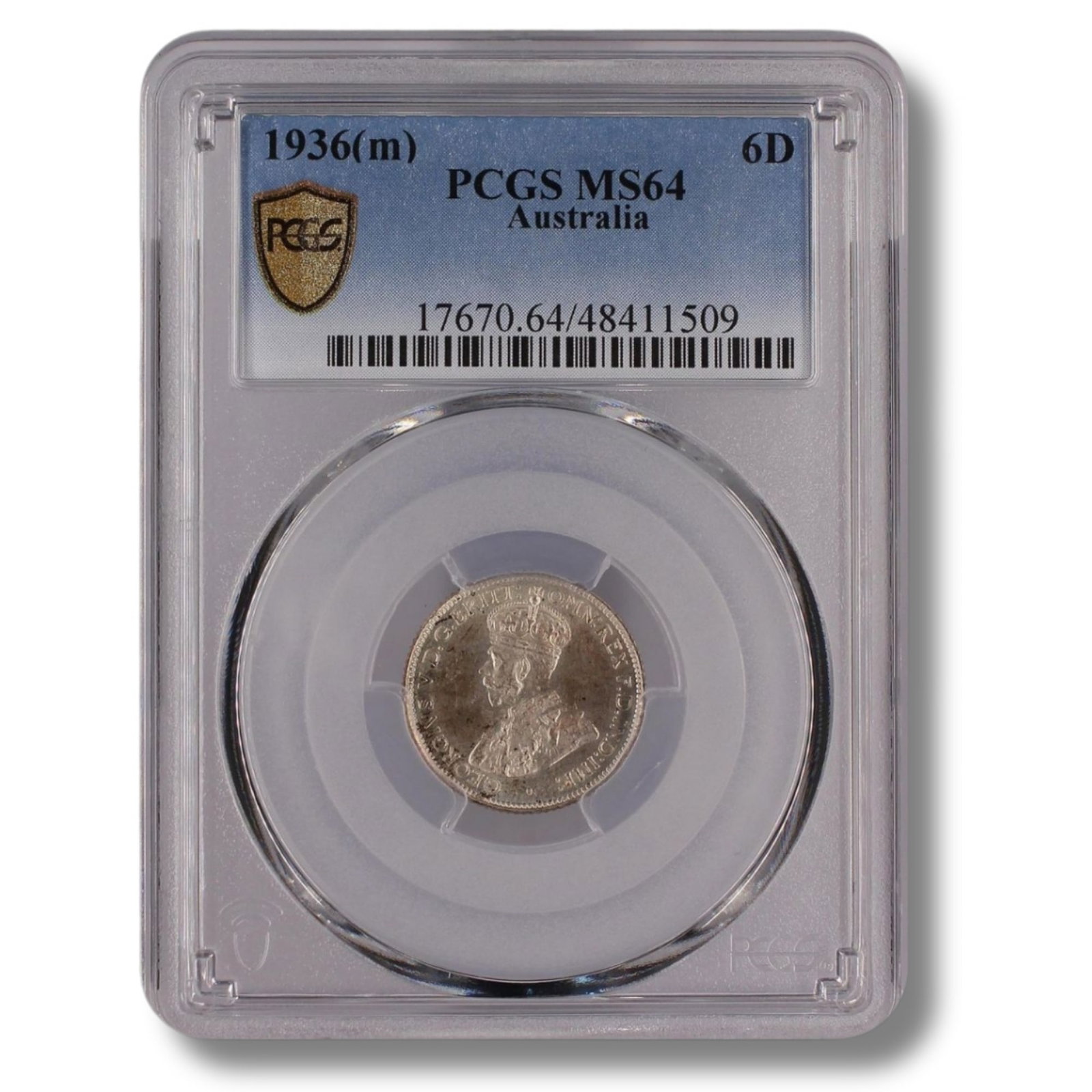 Australia 1936 Sixpence, PCGS MS64 (Pop 33 / Higher 39): George V Size . Medium Coins, Monies & Stamps Exhibited Coins, Australia & New Zealand