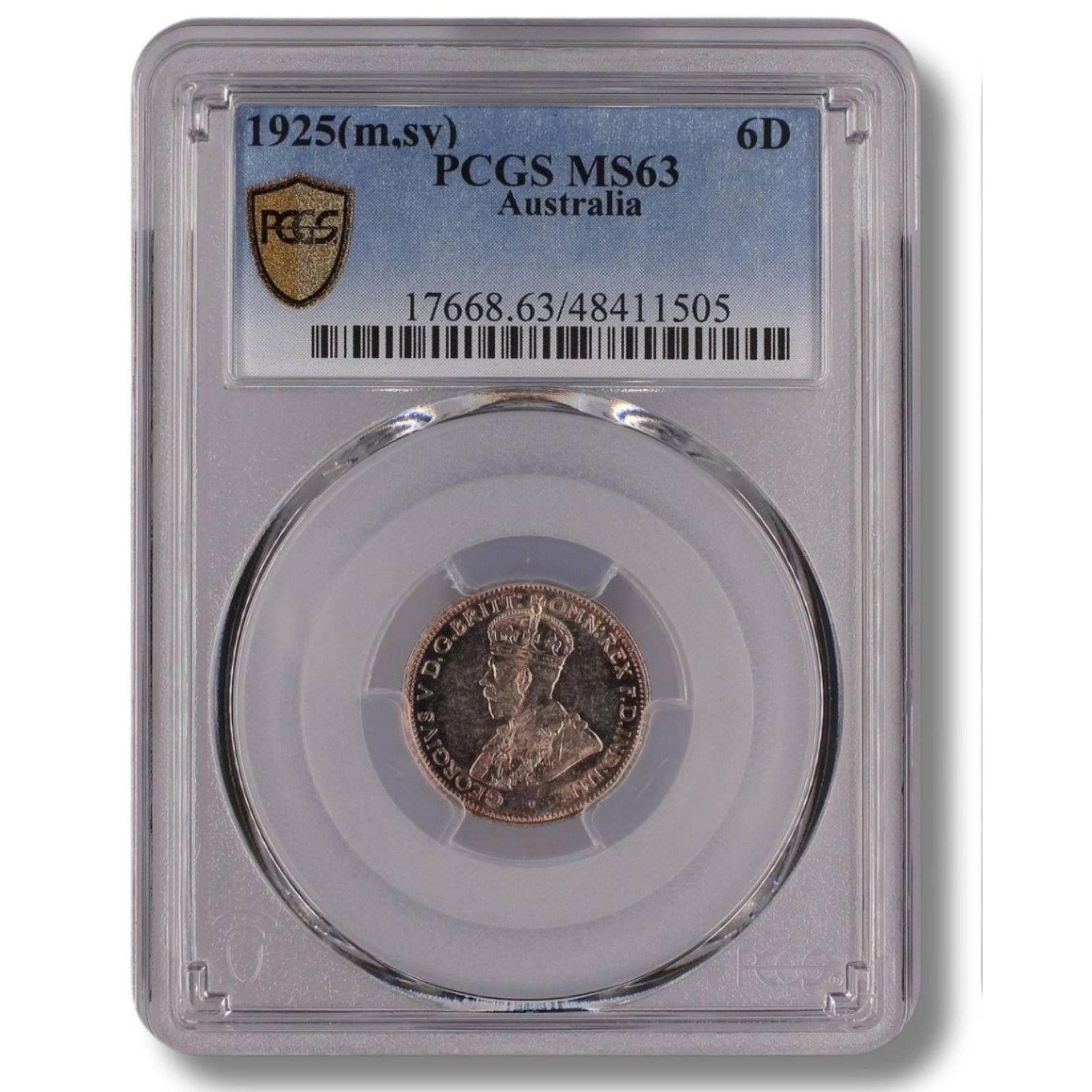 Australia 1925 Sixpence, PCGS MS63 (Pop 14 / Higher 17): George V Size . Medium Coins, Monies & Stamps Exhibited Coins, Australia & New Zealand