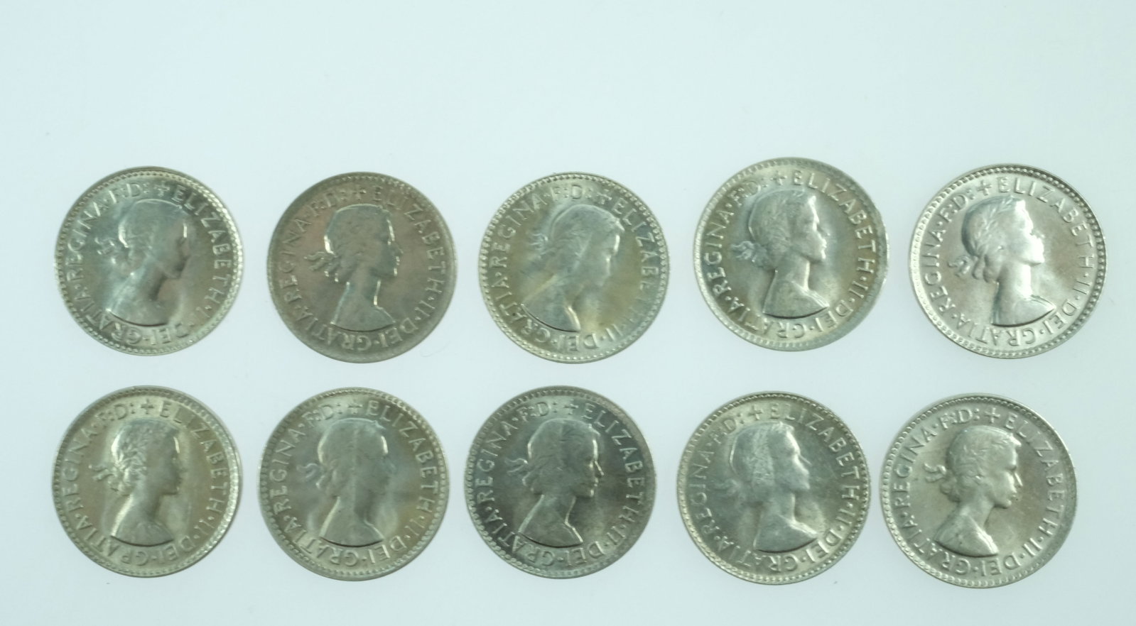 Australia 1964 Threepences, Brilliant Uncirculated (10 coins) - 2