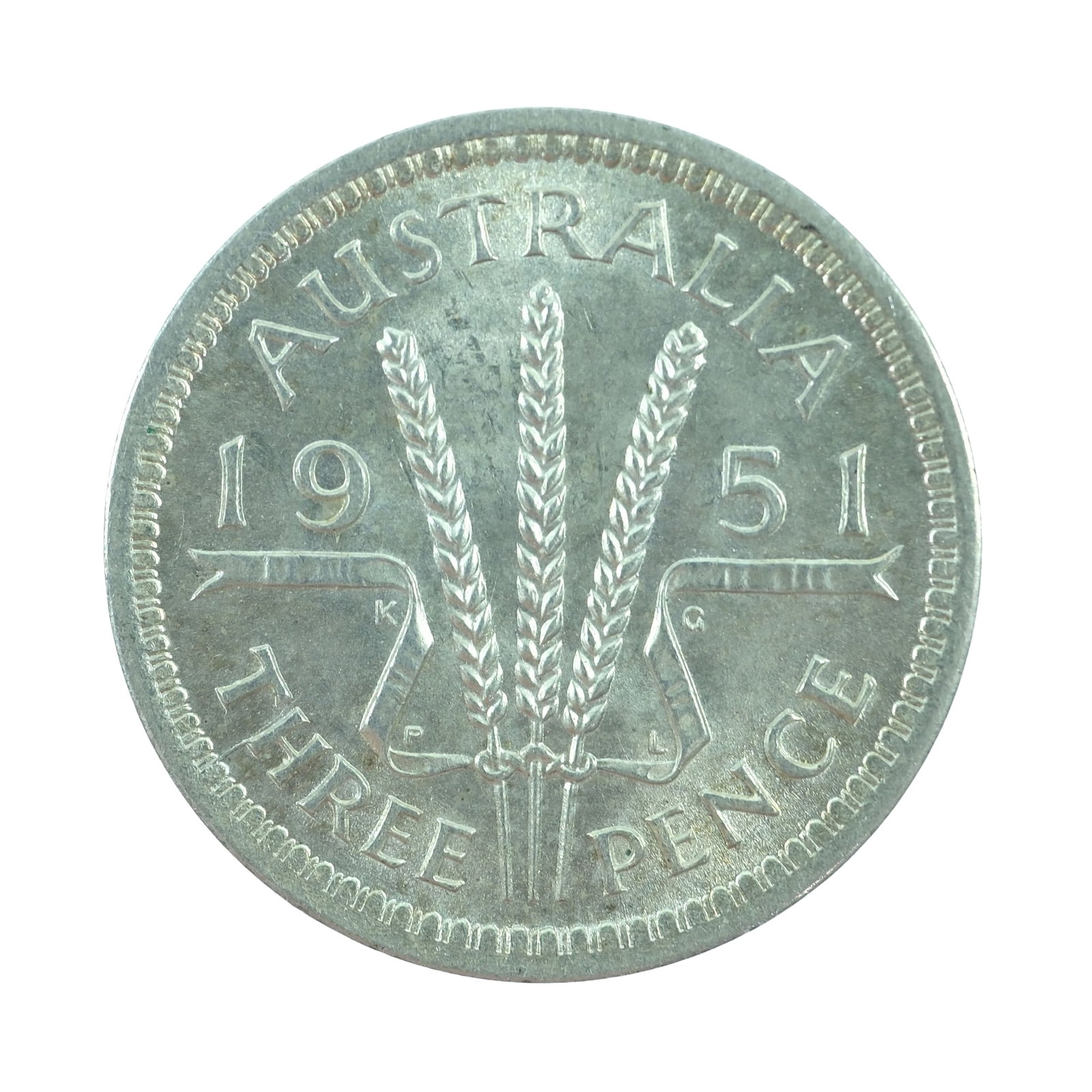 Australia 1951 PL Threepence, Choice Uncirculated: London Mint