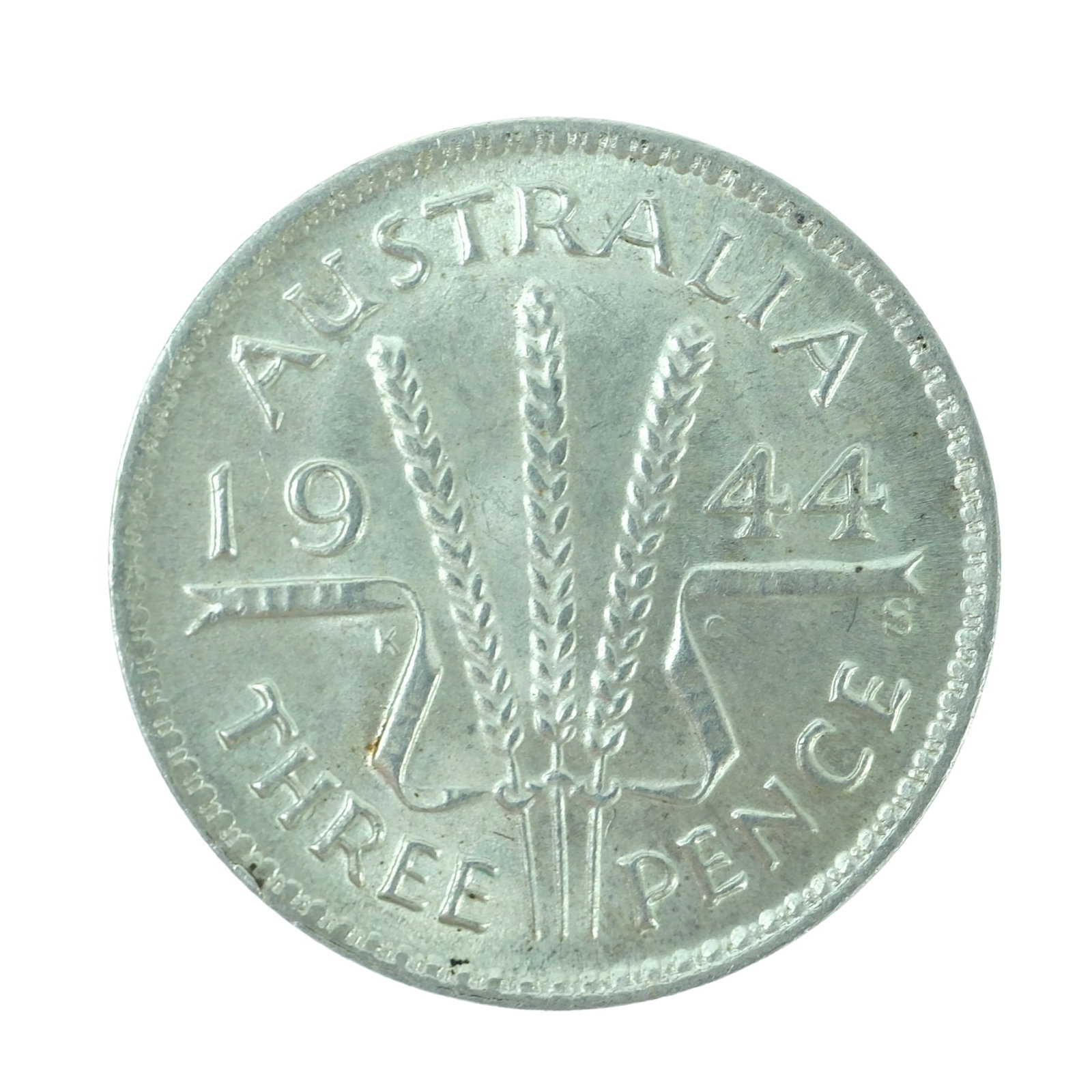 Australia 1944 'Serif' S Threepence, virtual Gem (1 of 2)