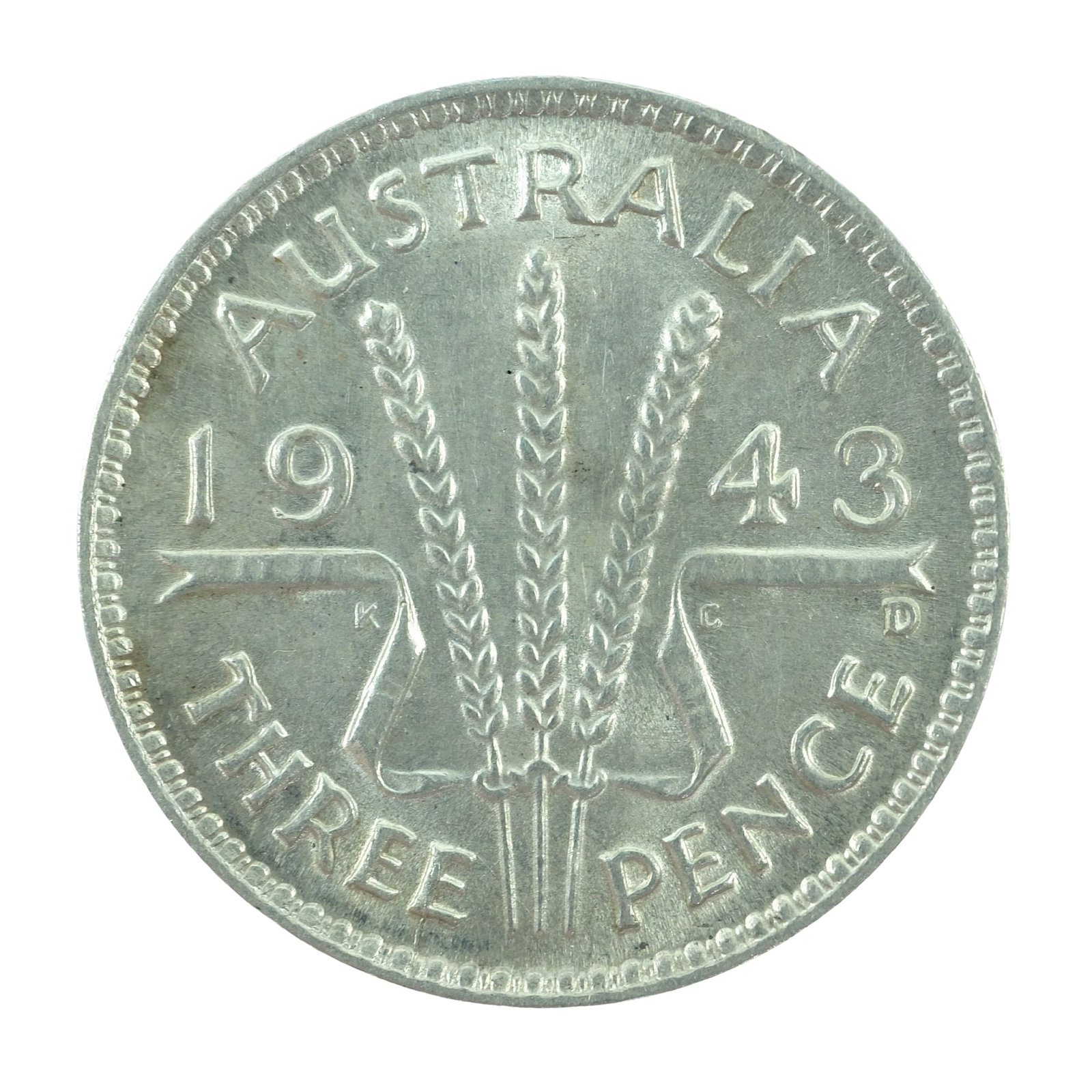 Australia 1943 D Threepence, Uncirculated: Denver Mint