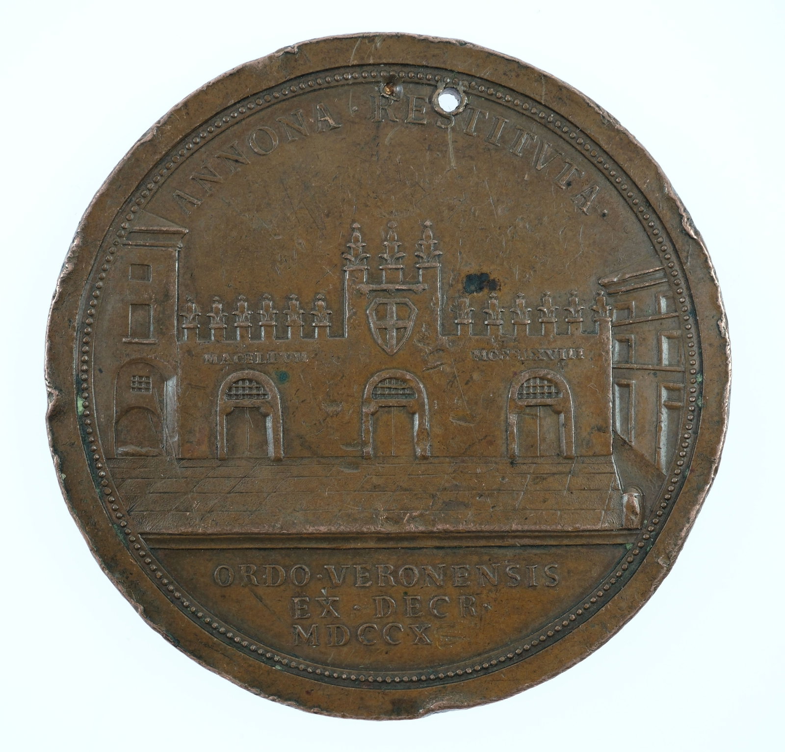 Verona (Italy) Bronze Medal struck in 1791 to mark the End of a severe Drought, EF details - 2