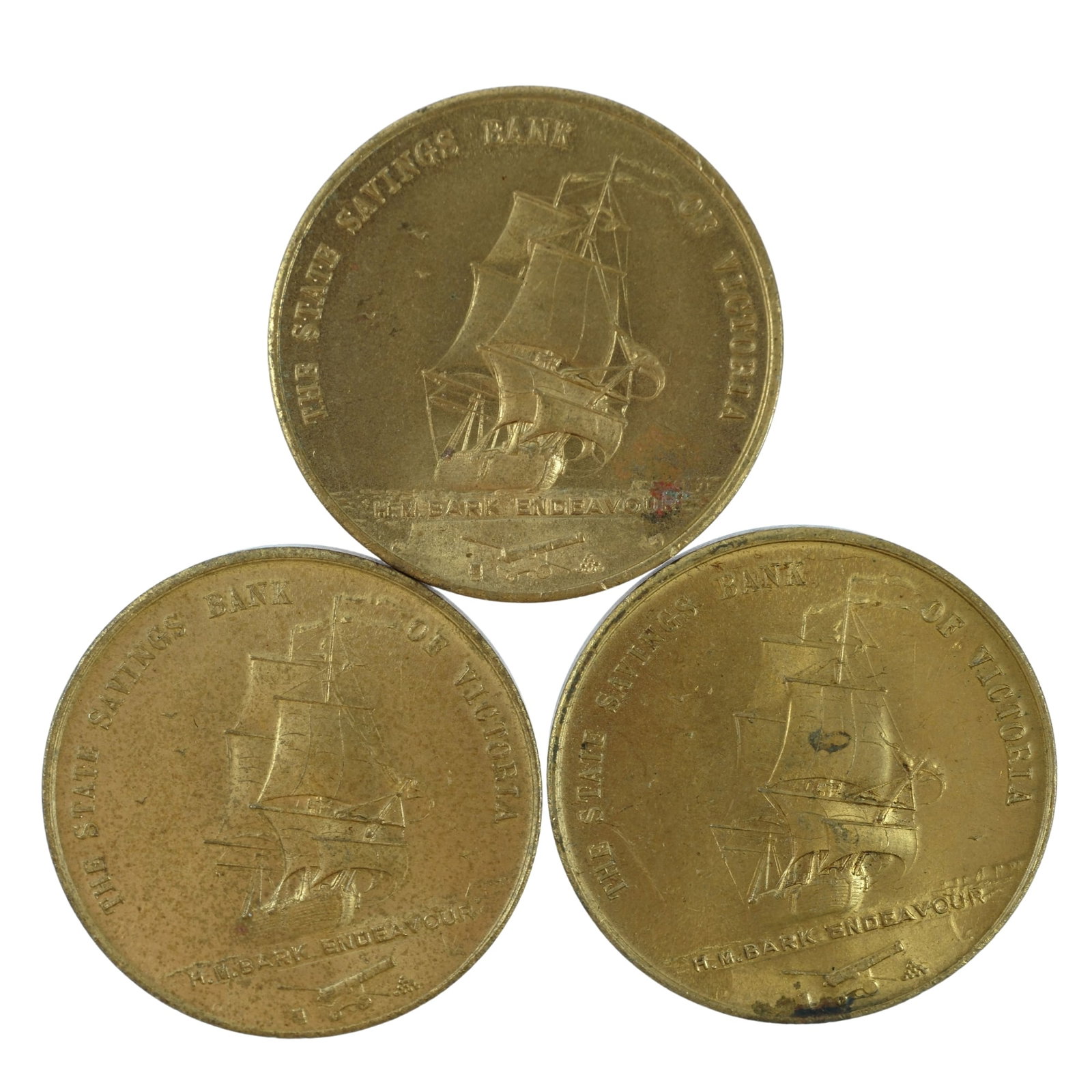 Australia 1970 State Bank of Victoria 'Captain Cook' Bicentenary Medals, Uncirculated (3): . Size Diameter 33mm