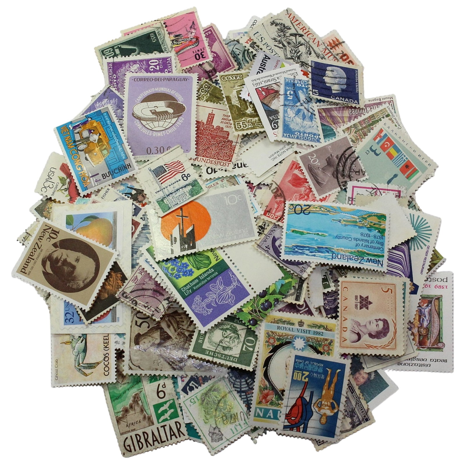 World Stamps post 1950, Bulk Lot (250+): Over 250 stamps both Mint and used condition Medium Coins, Monies & Stamps