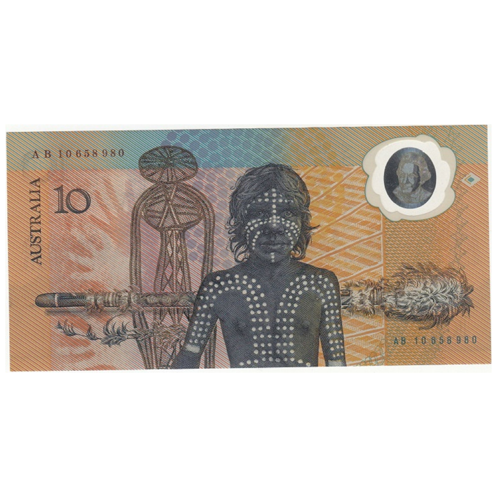 Australia 'Johnston - Fraser' Polymer AB10 - First Prefix 1988 Bicentennial $10, Uncirculated (1 of 2)