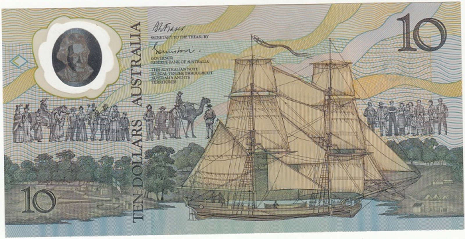 Australia 'Johnston - Fraser' Polymer AB10 - First Prefix 1988 Bicentennial $10, Uncirculated - 2