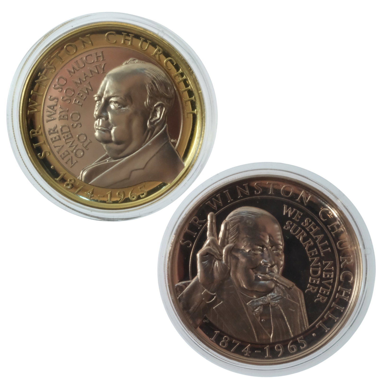 Gibraltar 2015 'Winston Churchill' Crown in Copper-Zinc & Bimetallic £2, Proolike (2 coins): . Size Diameters 35mm