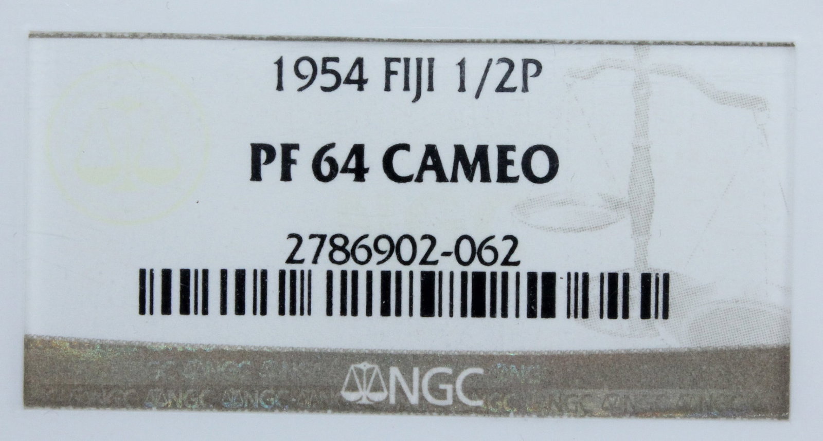 Fiji 1954 Cu-Ni Proof Halfpenny, NGC PF64 Cameo (1) - 3