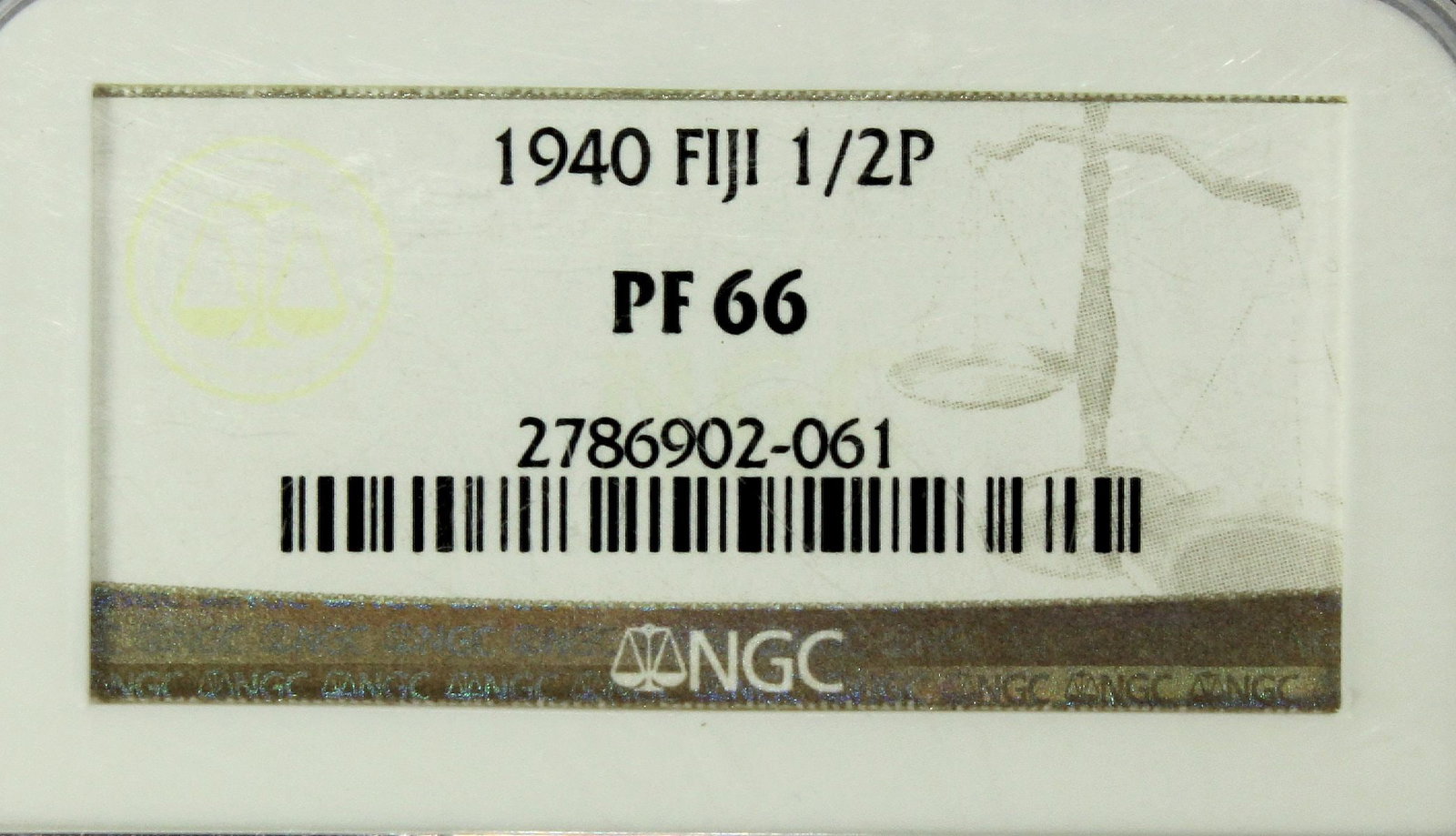 Fiji 1940 Cu-Ni Proof Halfpenny, NGC PF66 (1) - Sole highest third-party grade - 3