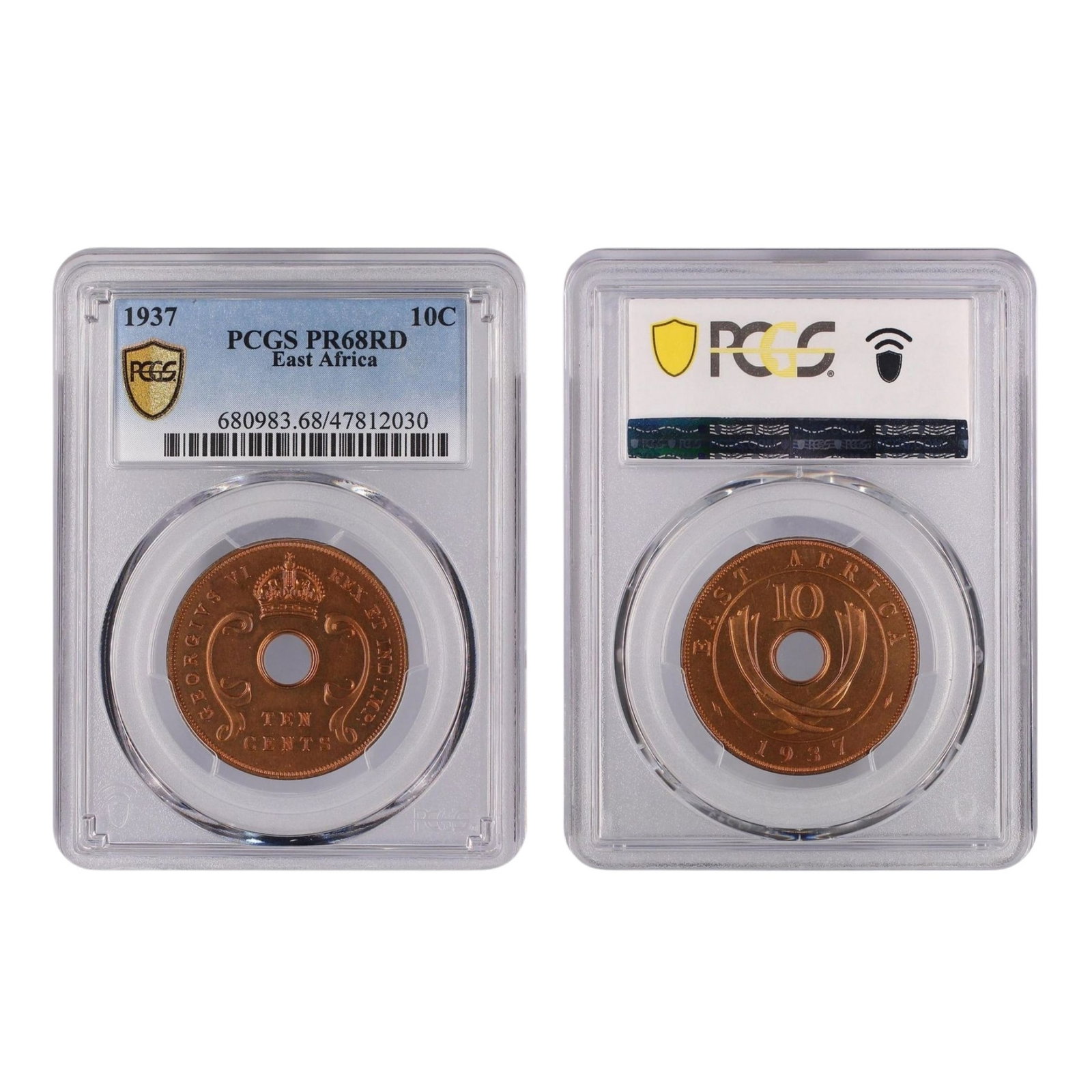 East Africa (British) 1937 (L) Proof Record Ten Cent, PCGS PR68 RD - Top of the Pops - 2