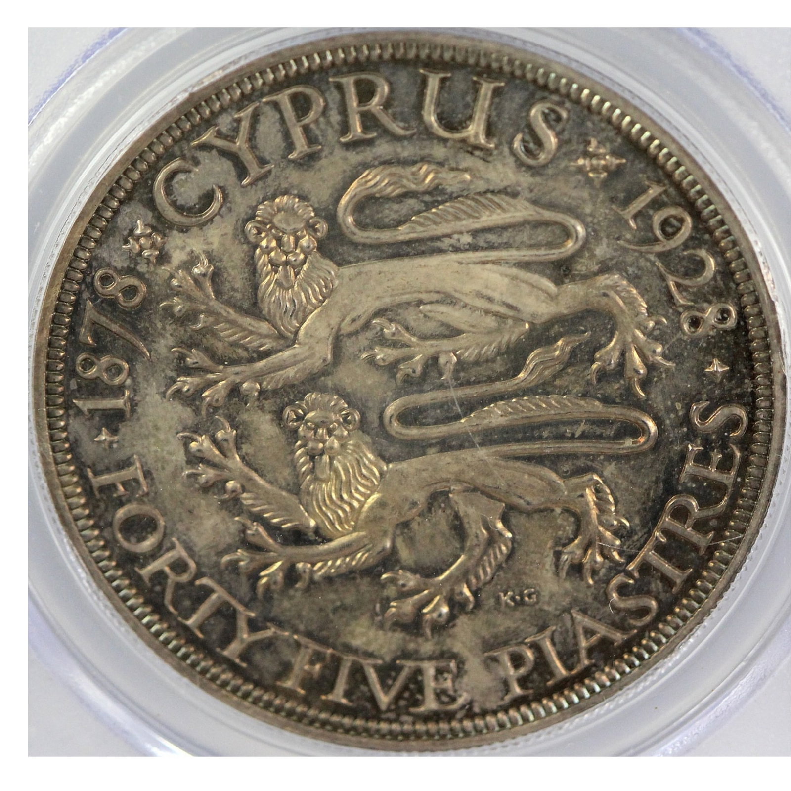 Cyprus 1928 Proof 45 Piastre, PCGS PR63 (1 of 3)