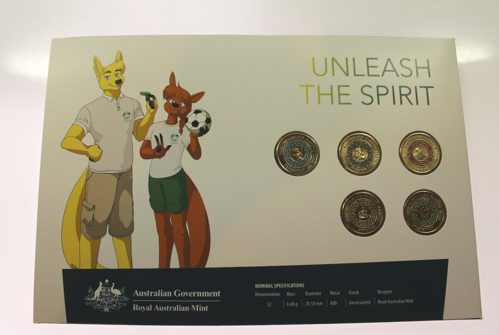 Australia 2020 'Unleash the Spirit' Coloured Al-Br $2 Collection (5 sets of 5 coins) - 2