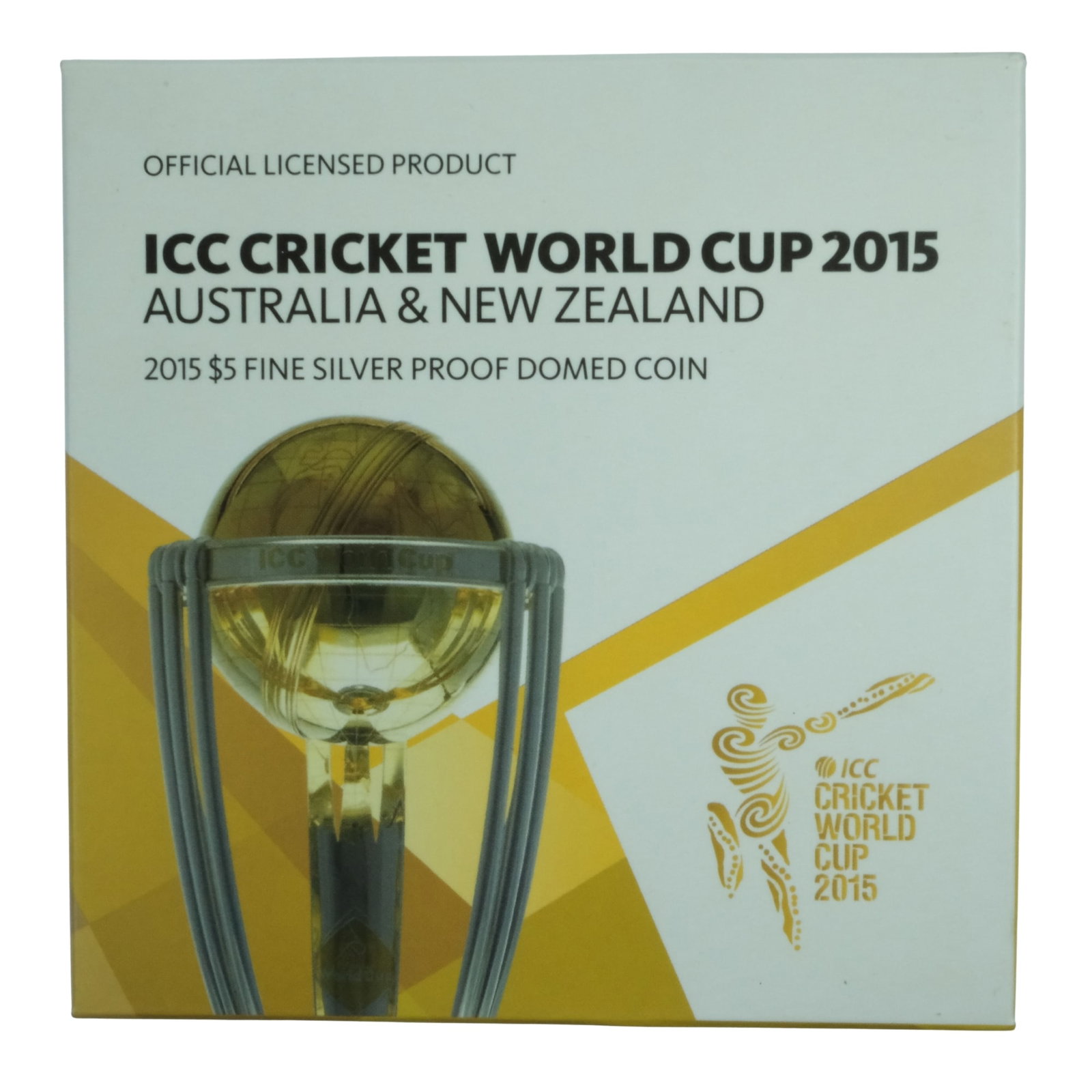 Australia 2015 'Cricket World Cup' Domed Proof Silver (999) $5, FDC: Cert# 2,789/5,000 Size ASW Troy oz