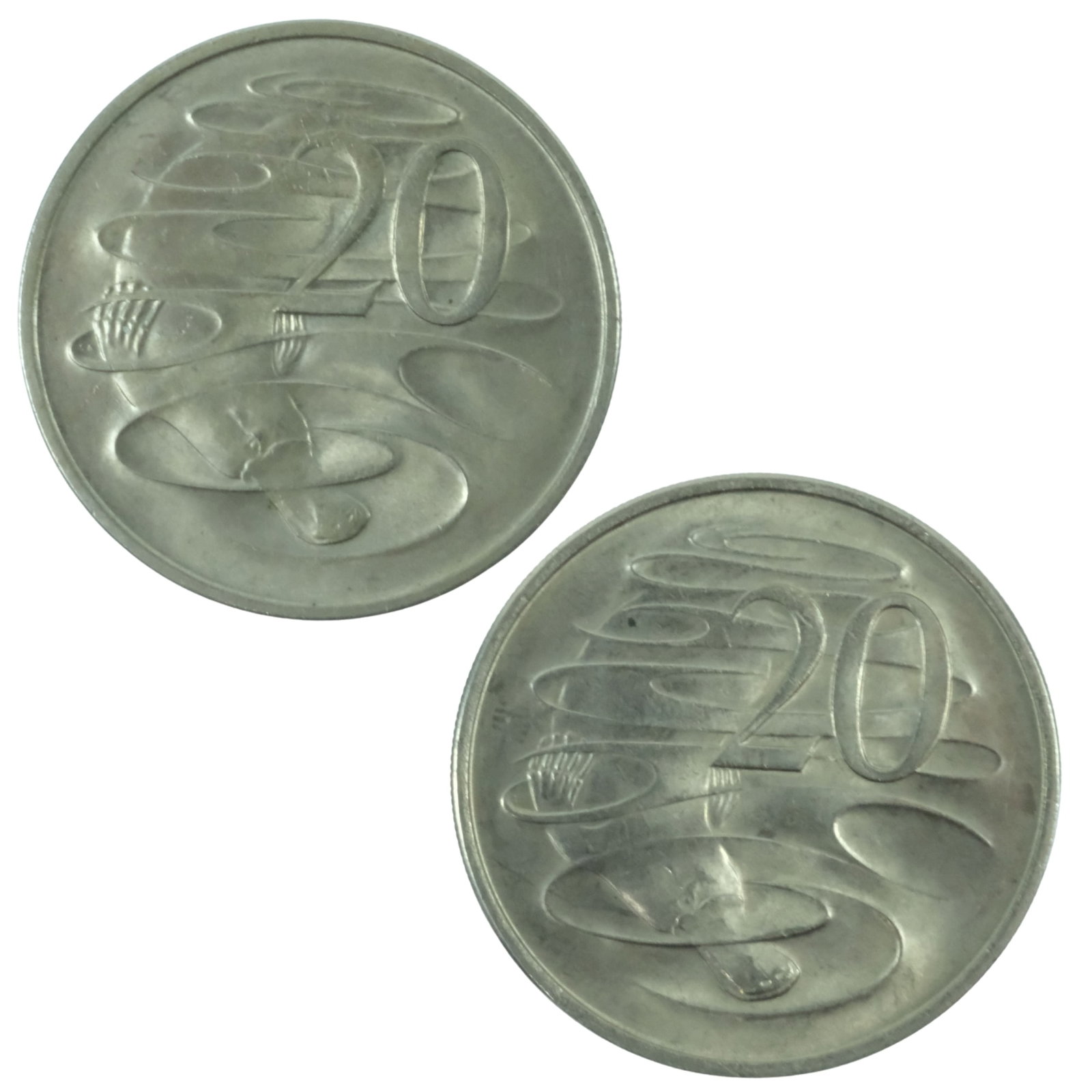 Australia 1967 & 1968 Twenty Cents, Uncirculated (2 coins): Scarce mintages not issued in Mint Sets
