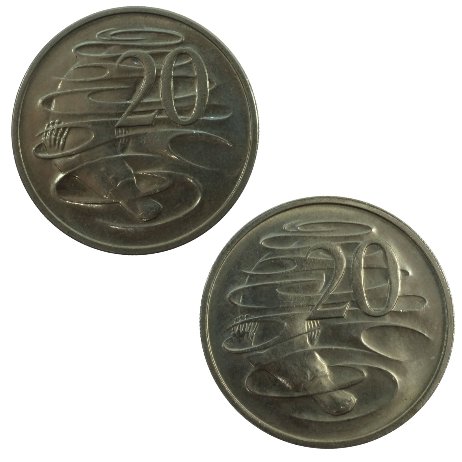 Australia 1967 & 1968 Twenty Cents, Uncirculated (2 coins): Scarce mintages not issued in Mint Sets