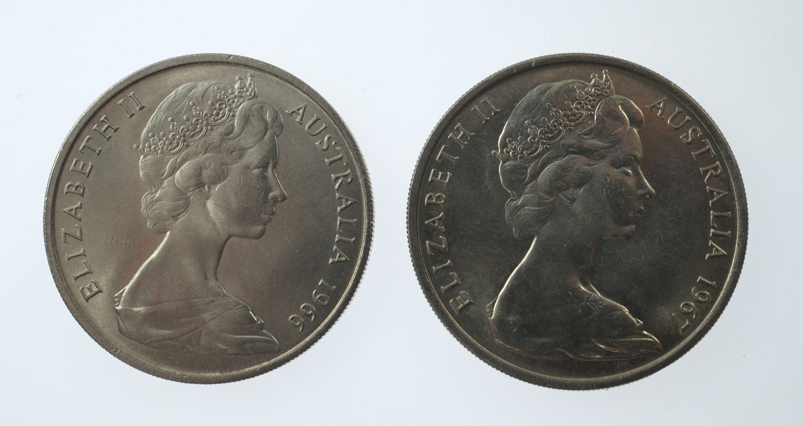 Australia 1966 (L) & 1967 Twenty Cents, Uncirculated (2 coins) - 2