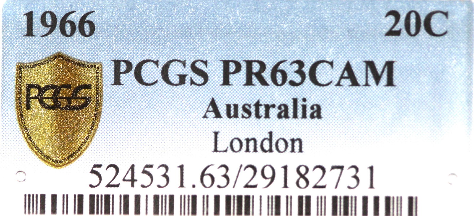 Australia 1966 (L) 'London' Polished Proof Twenty Cents, PCGS PR63 CAM - 3