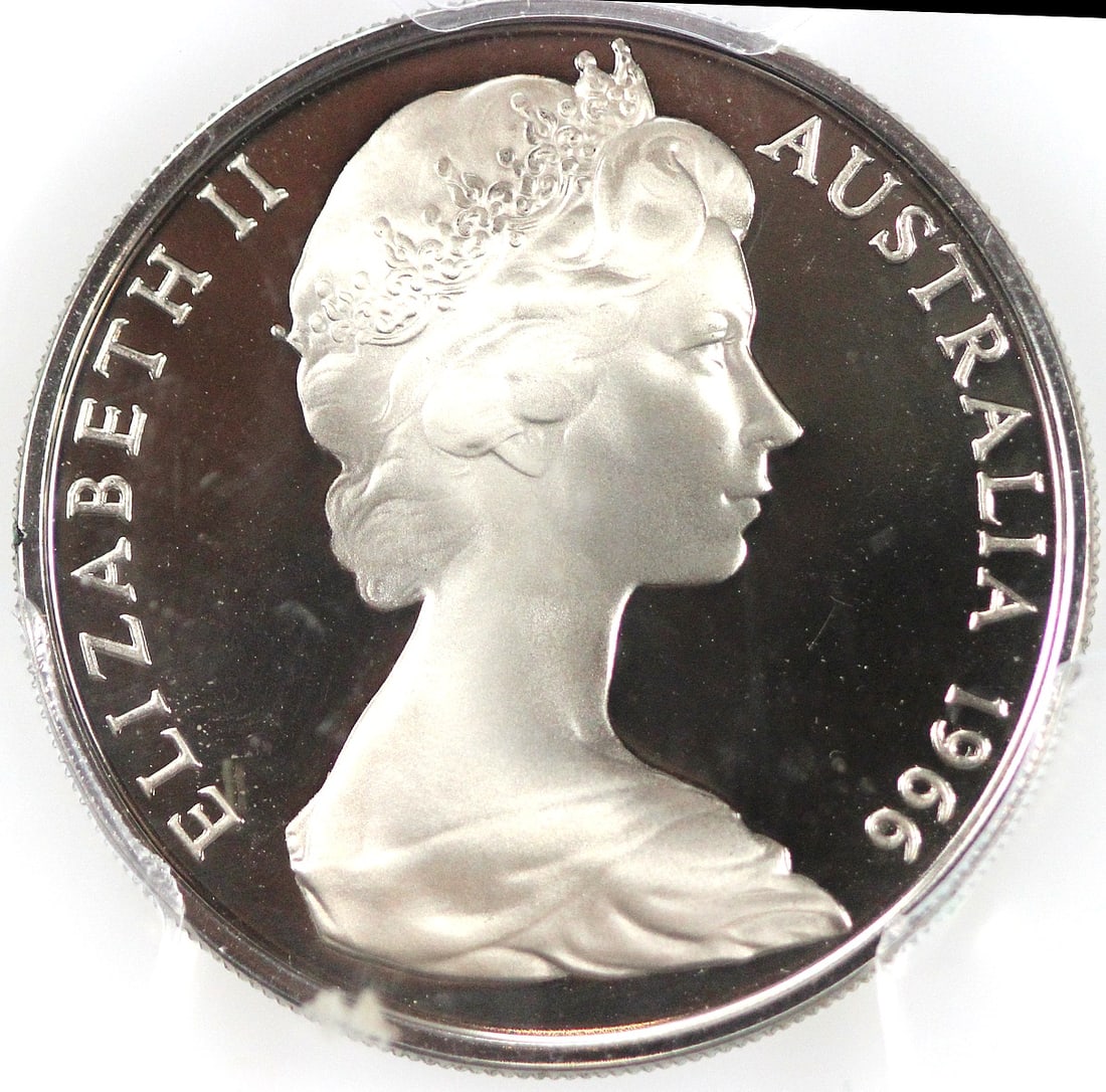 Australia 1966 (L) 'London' Polished Proof Twenty Cents, PCGS PR63 CAM - 5