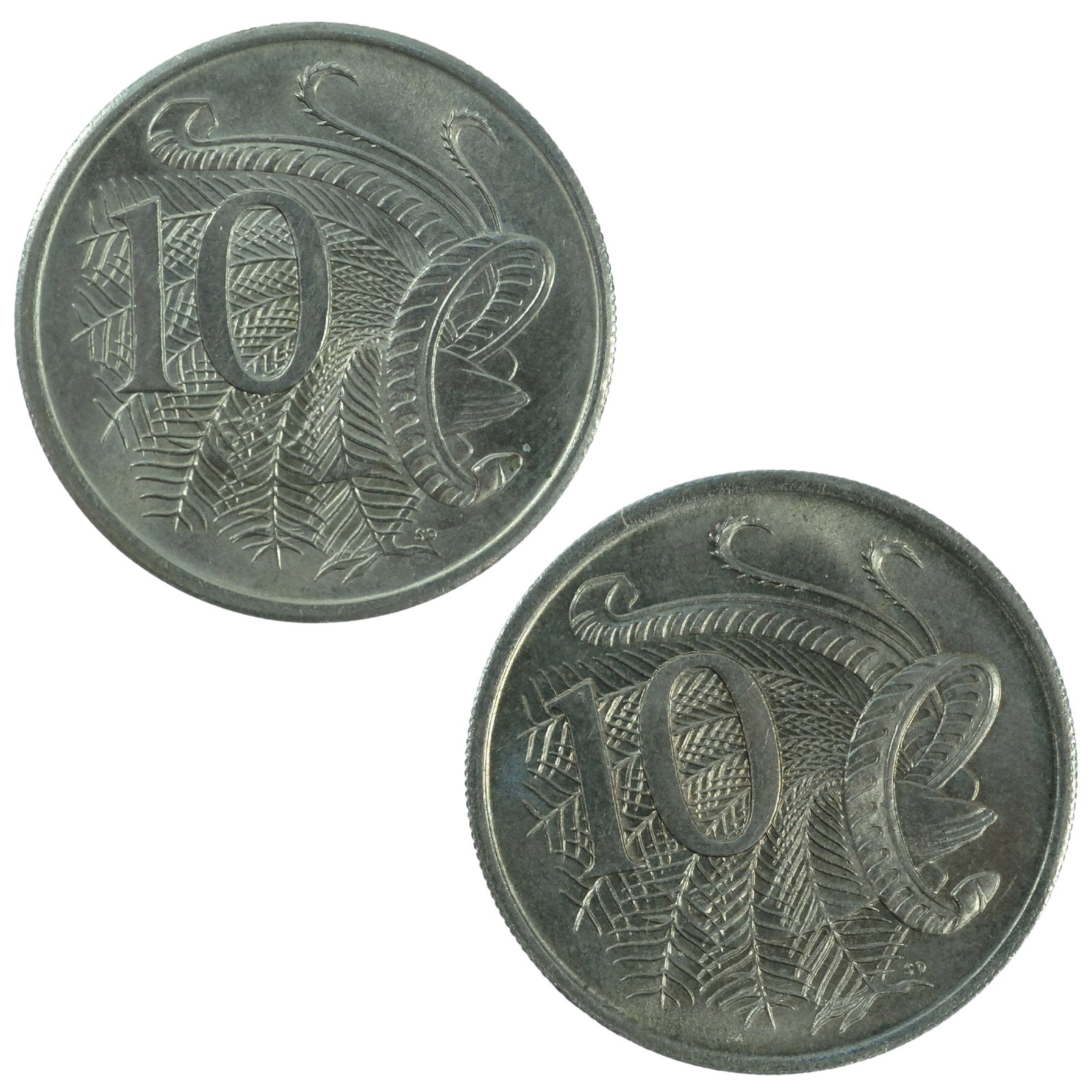 Australia 1966 (C) & (L) 10 Cents, Choice Uncirculated (2 coins): Canberra & London Mint varieties