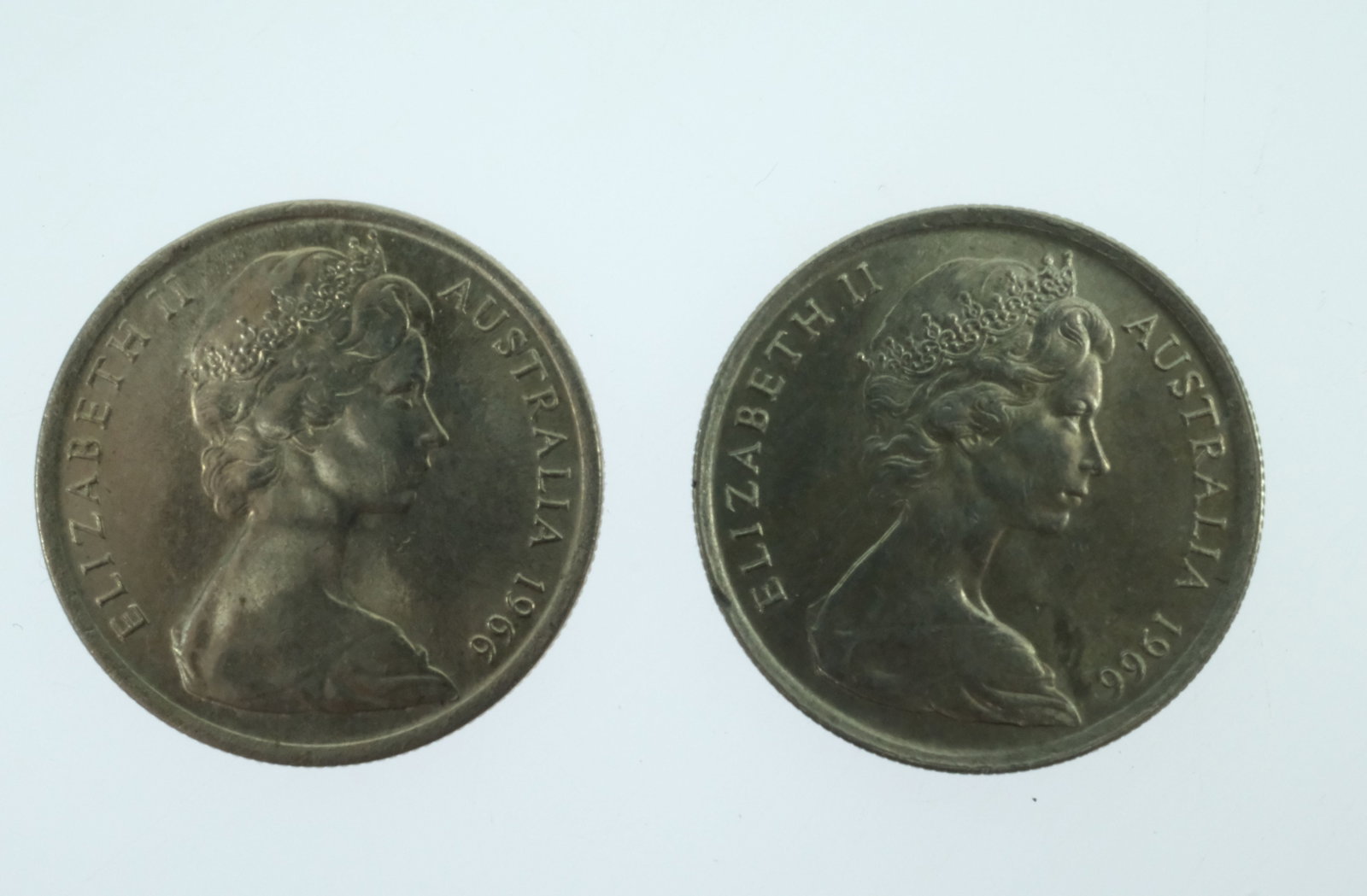 Australia 1966 (C) & (L) Five Cents, Choice Uncirculated (2 coins) - 2