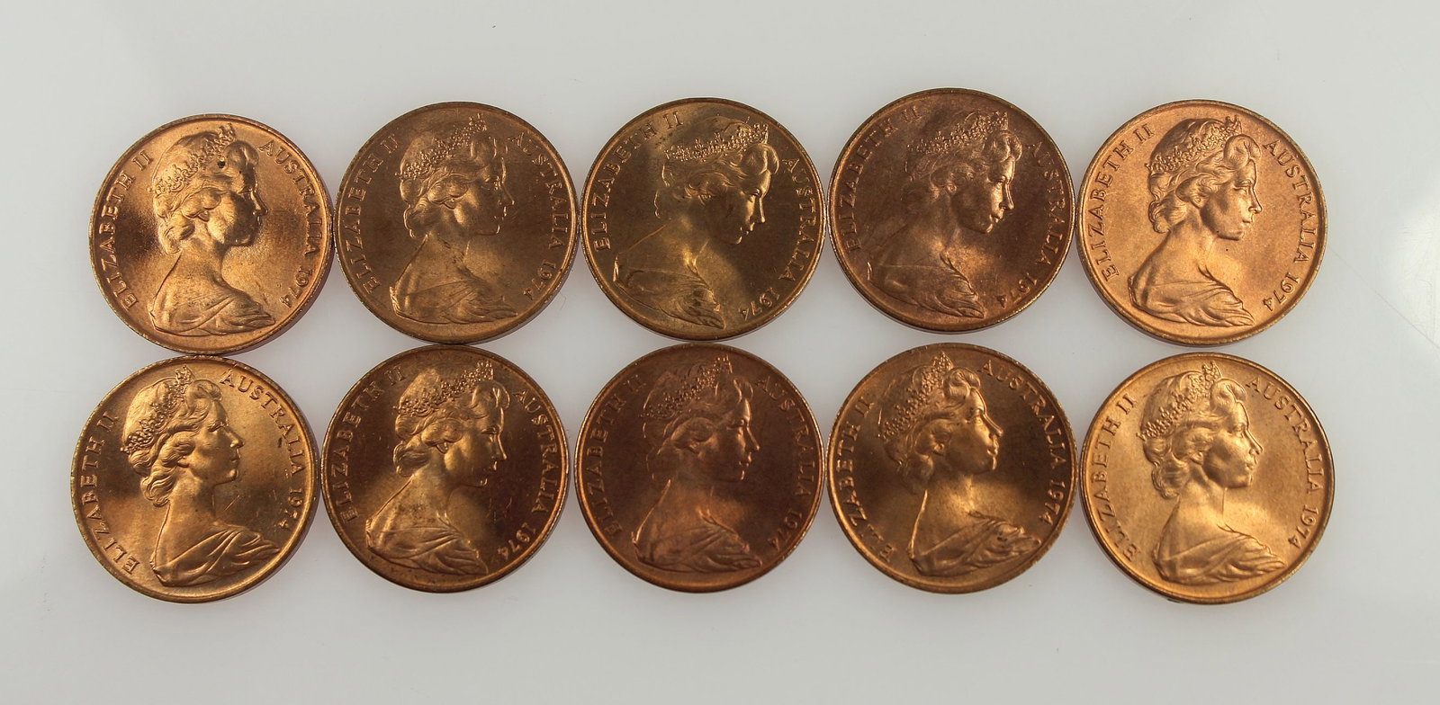 Australia 1974 Two Cents, Uncirculated (10 coins) - 2